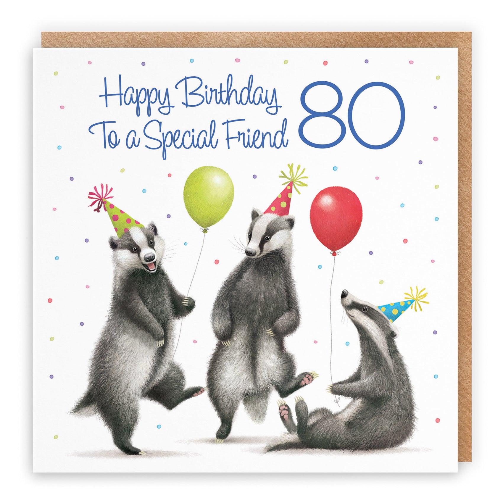 80th Friend Badgers Birthday Card Milo's Gallery - Default Title (B0CRXT3N6G)