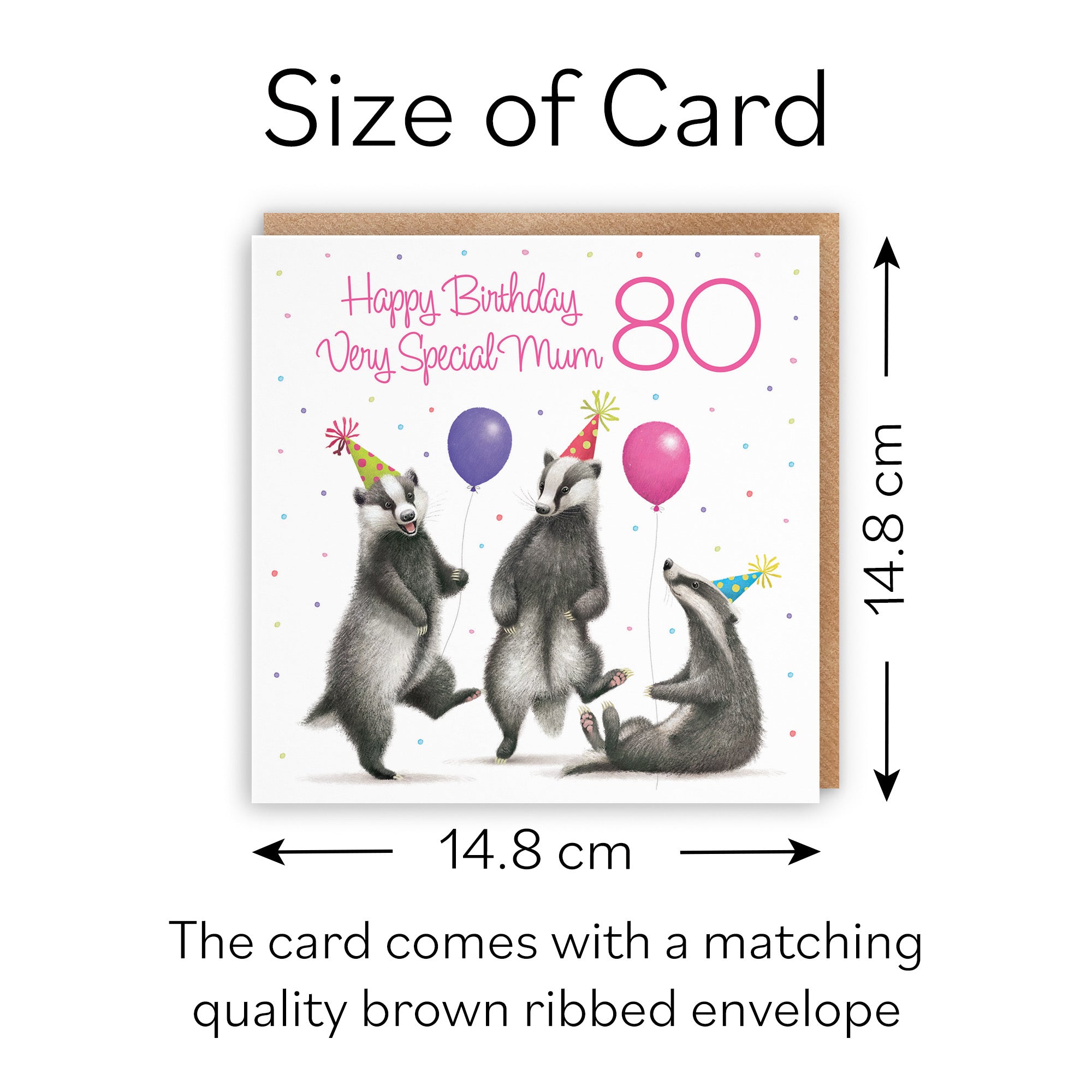 80th Mum Badgers Birthday Card Milo's Gallery - Default Title (B0CRXTZF1J)