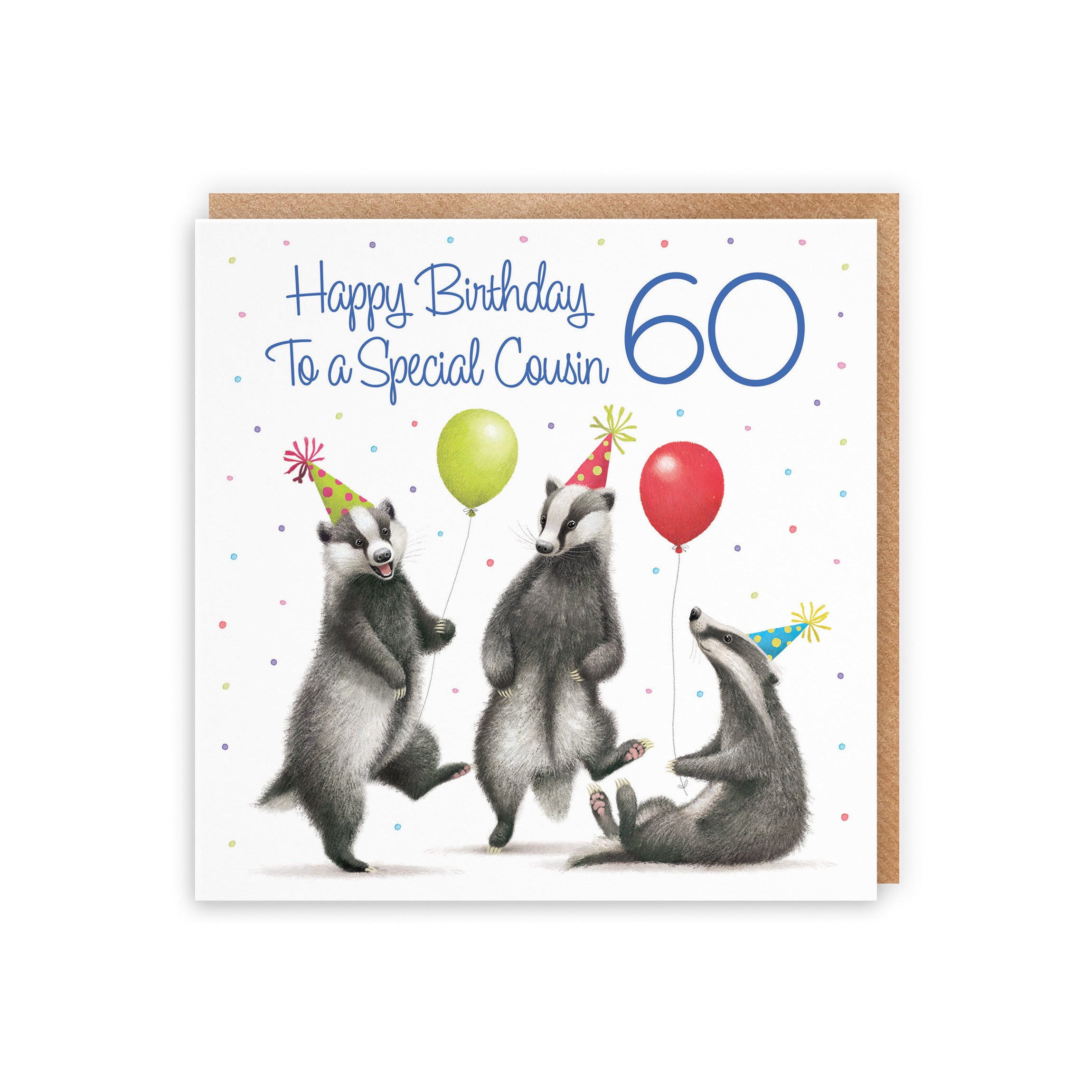 60th Cousin Badgers Birthday Card Milo's Gallery - Default Title (B0CRY1D6GN)