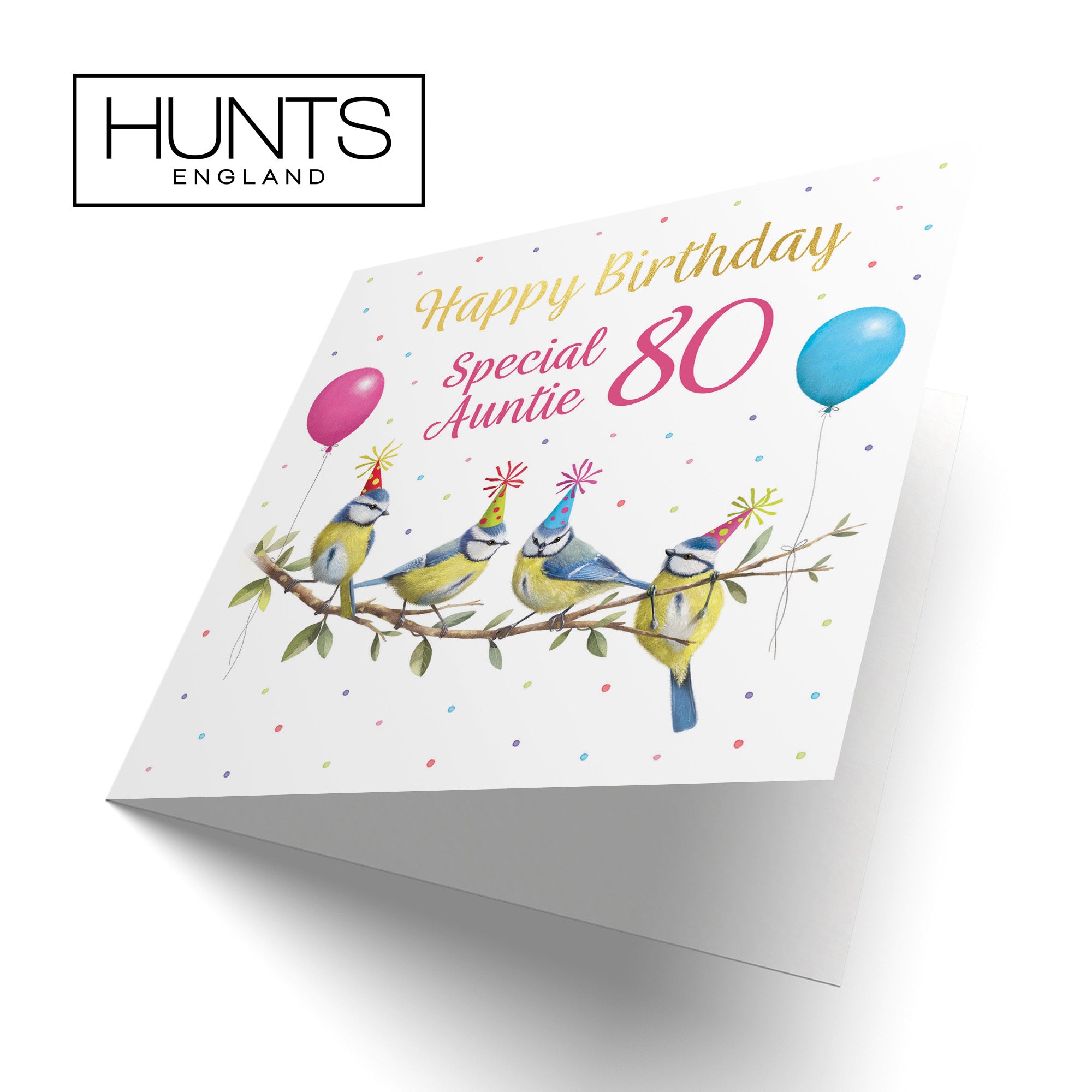 80th Auntie Blue Tits Birthday Card Gold Foil Milo's Gallery - Default Title (B0CV8HS295)