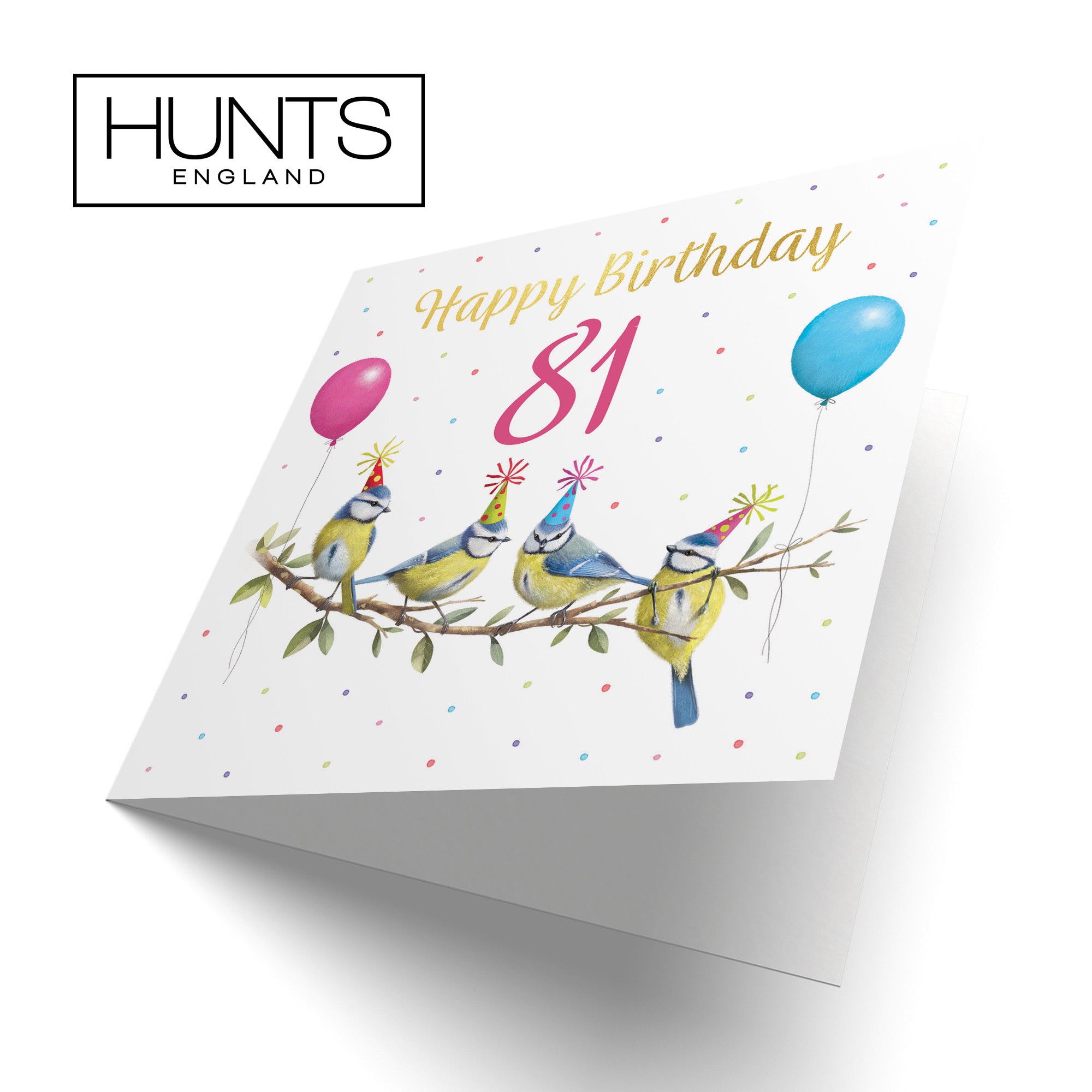 Blue Tits 81st Birthday Card Gold Foil Milo's Gallery - Default Title (B0CV8P8TGR)