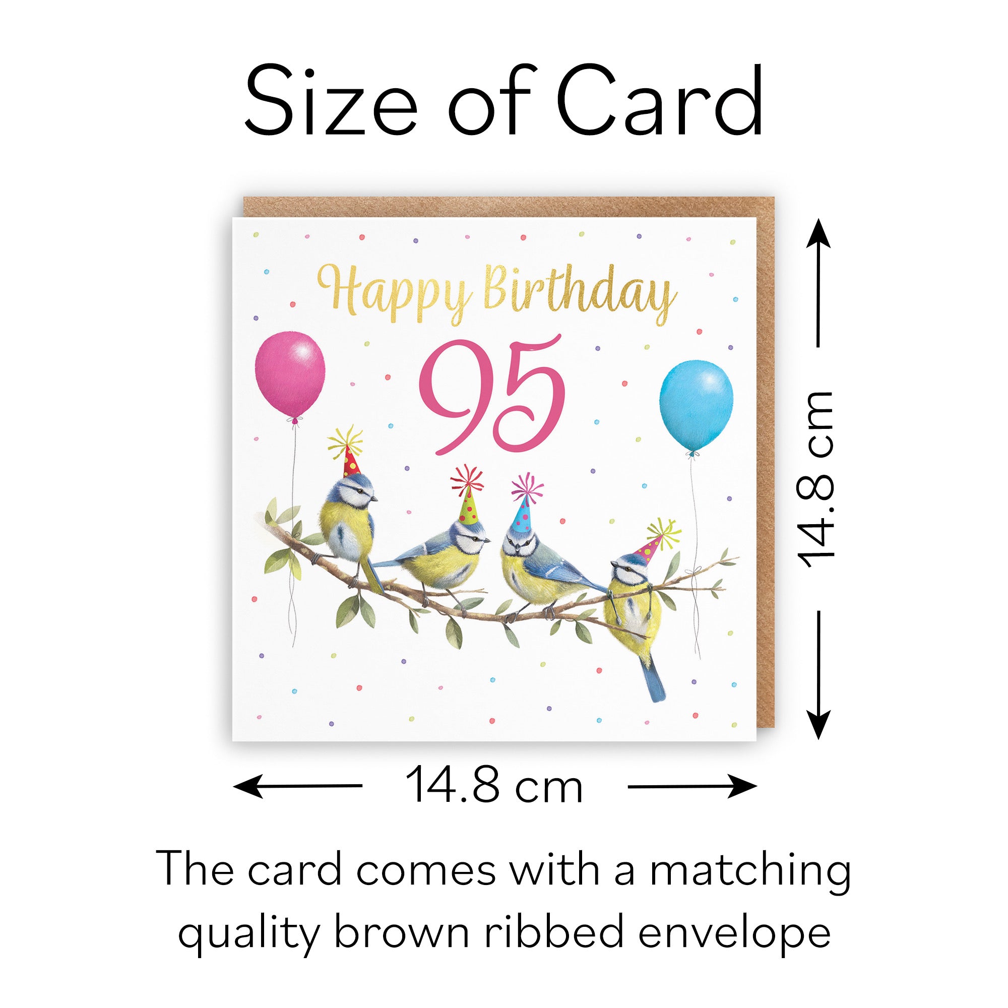 Blue Tits 95th Birthday Card Gold Foil Milo's Gallery - Default Title (B0CV98QZCW)