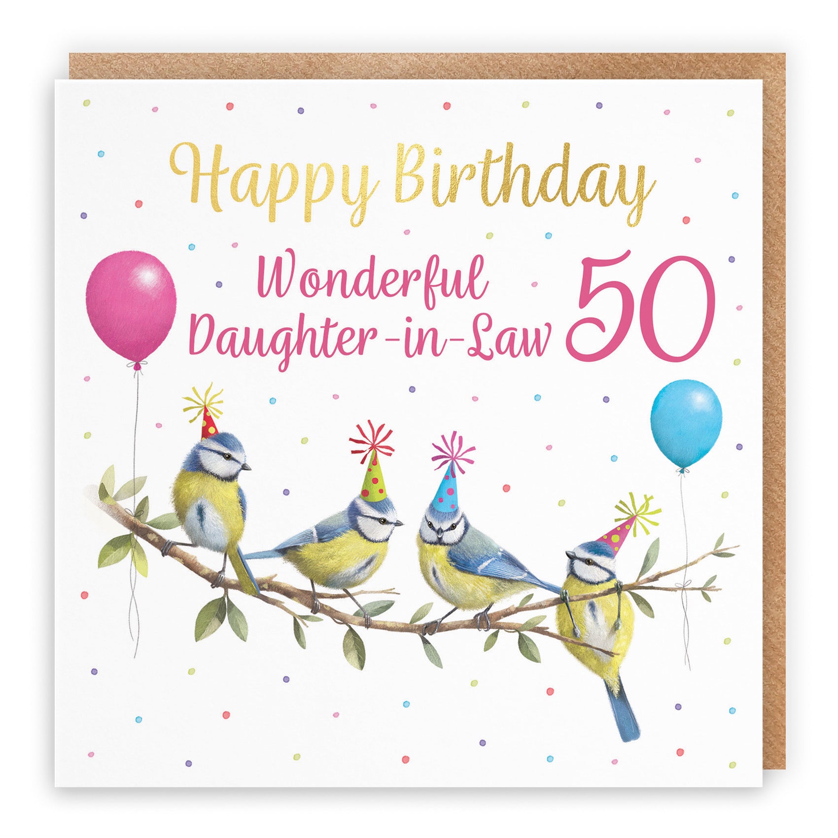 50th Daughter In Law Blue Tits Birthday Card Gold Foil Milo's Gallery - Default Title (B0CV9B8YFS)