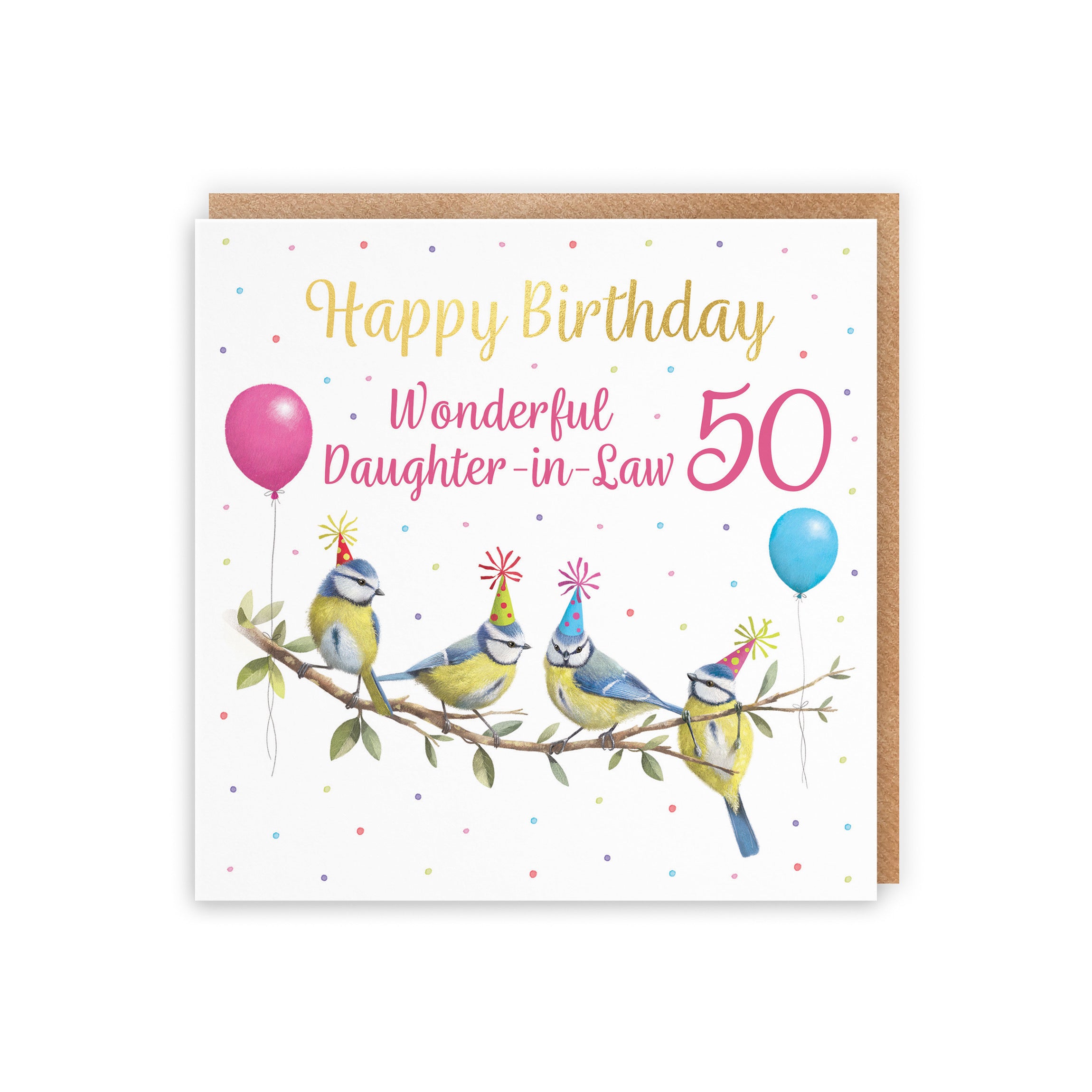 50th Daughter In Law Blue Tits Birthday Card Gold Foil Milo's Gallery - Default Title (B0CV9B8YFS)