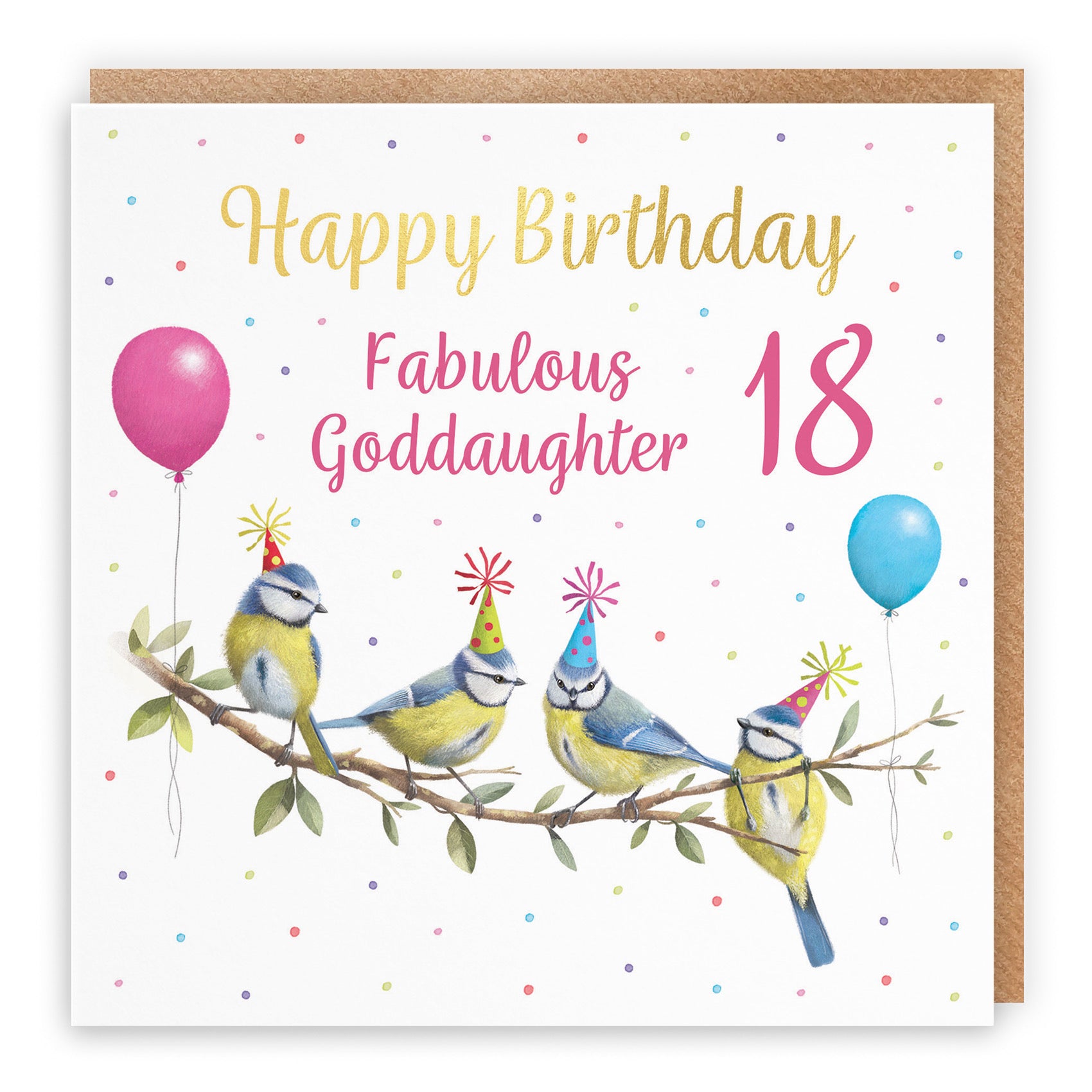 18th Goddaughter Blue Tits Birthday Card Gold Foil Milo's Gallery - Default Title (B0CV9B8YG3)