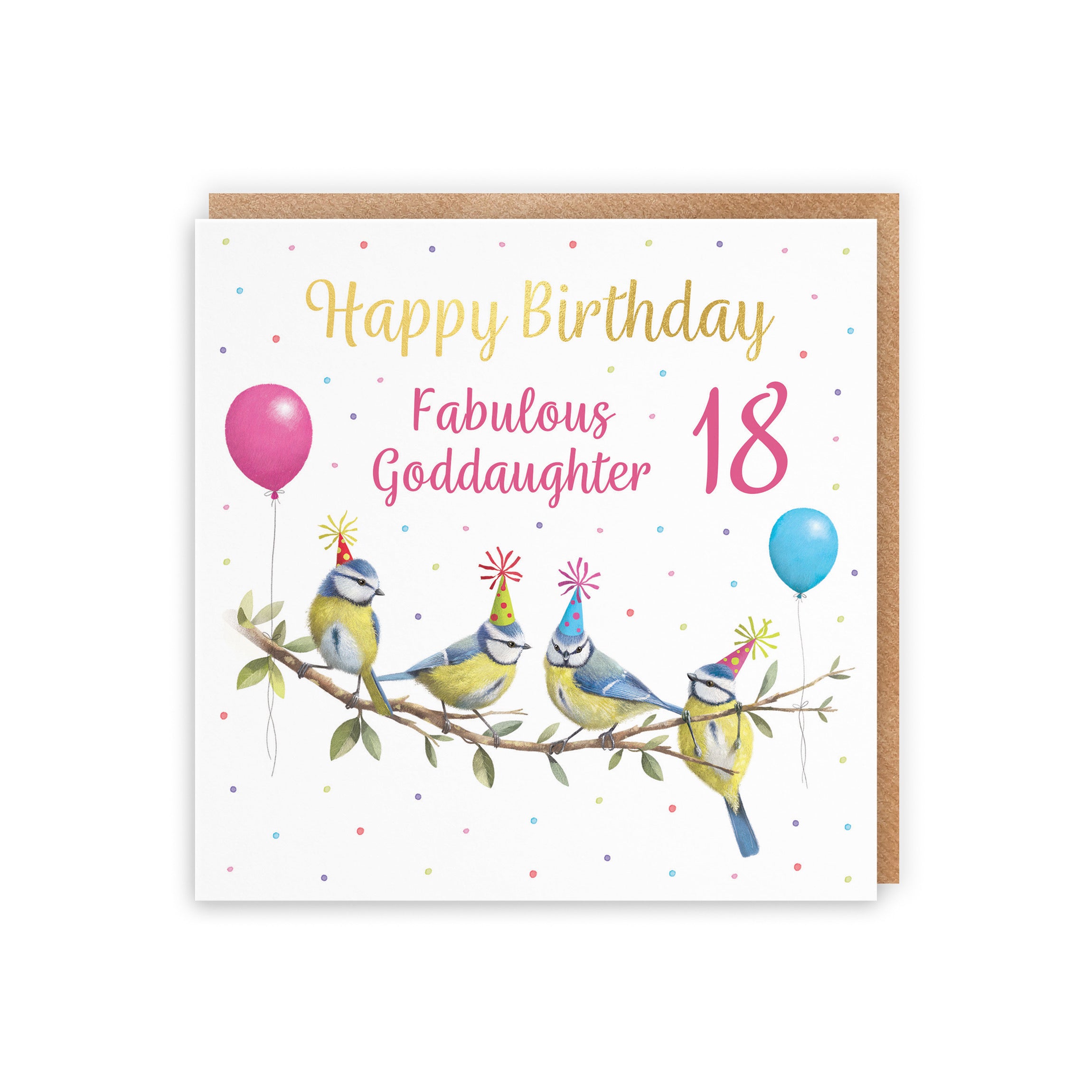 18th Goddaughter Blue Tits Birthday Card Gold Foil Milo's Gallery - Default Title (B0CV9B8YG3)