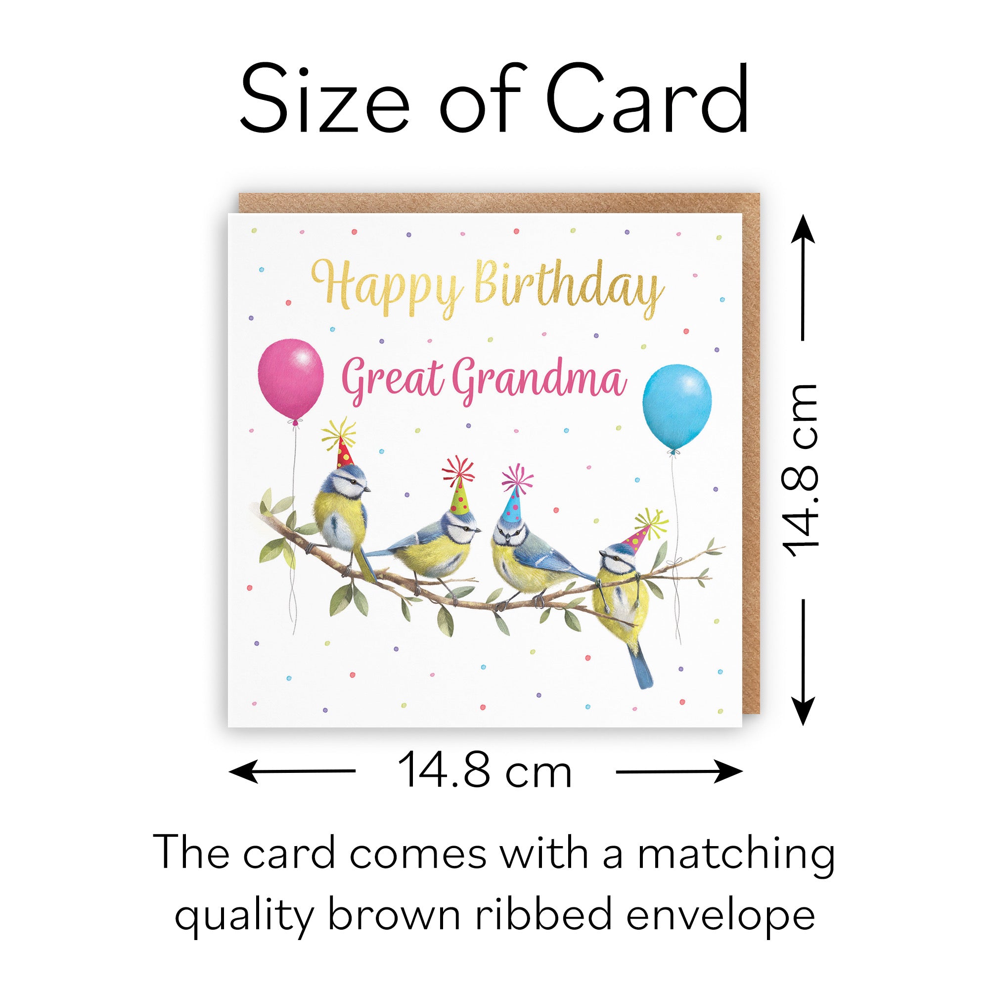 Great Grandma Blue Tits Birthday Card Gold Foil Milo's Gallery - Default Title (B0CV9D6BWS)