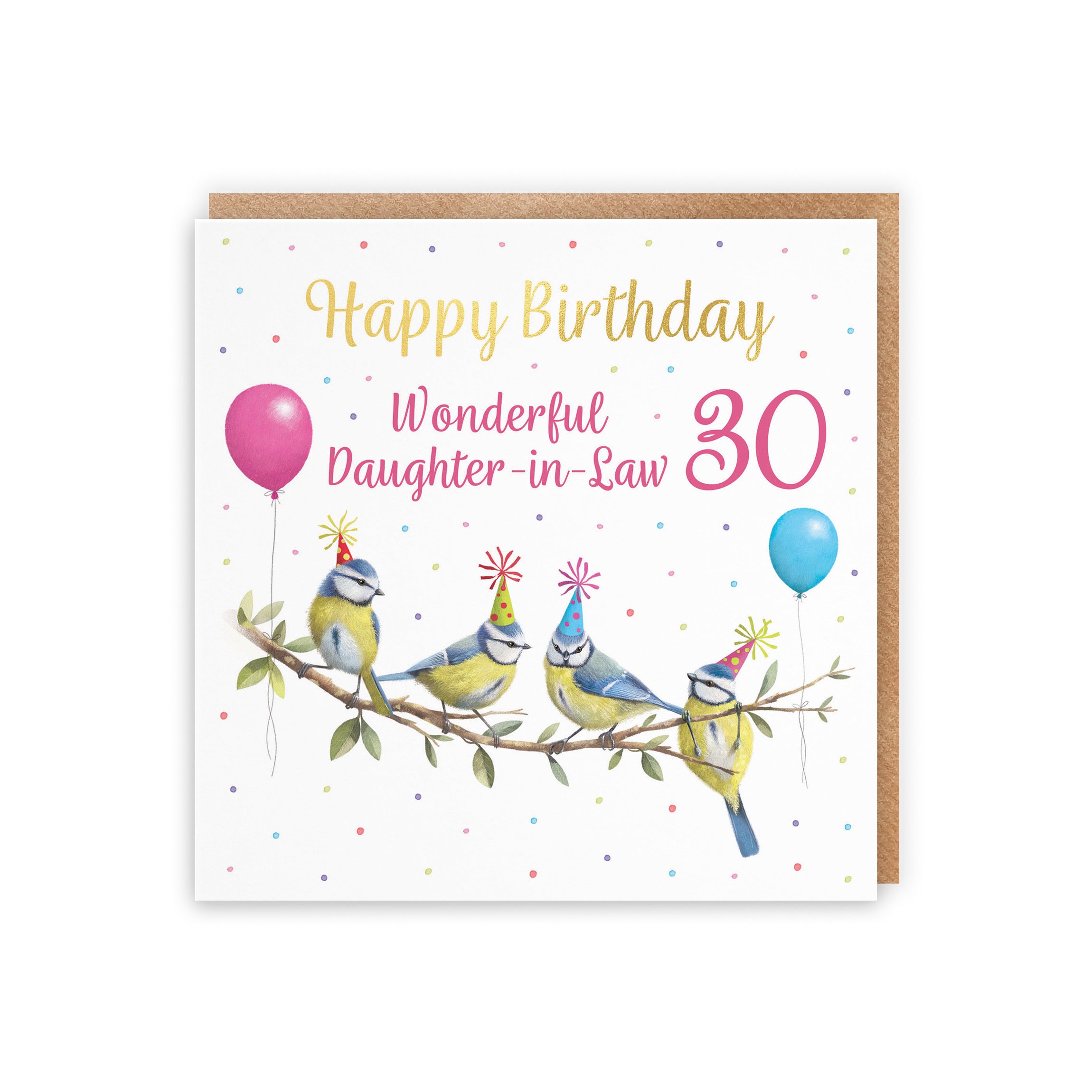 30th Daughter In Law Blue Tits Birthday Card Gold Foil Milo's Gallery - Default Title (B0CV9F3HJW)