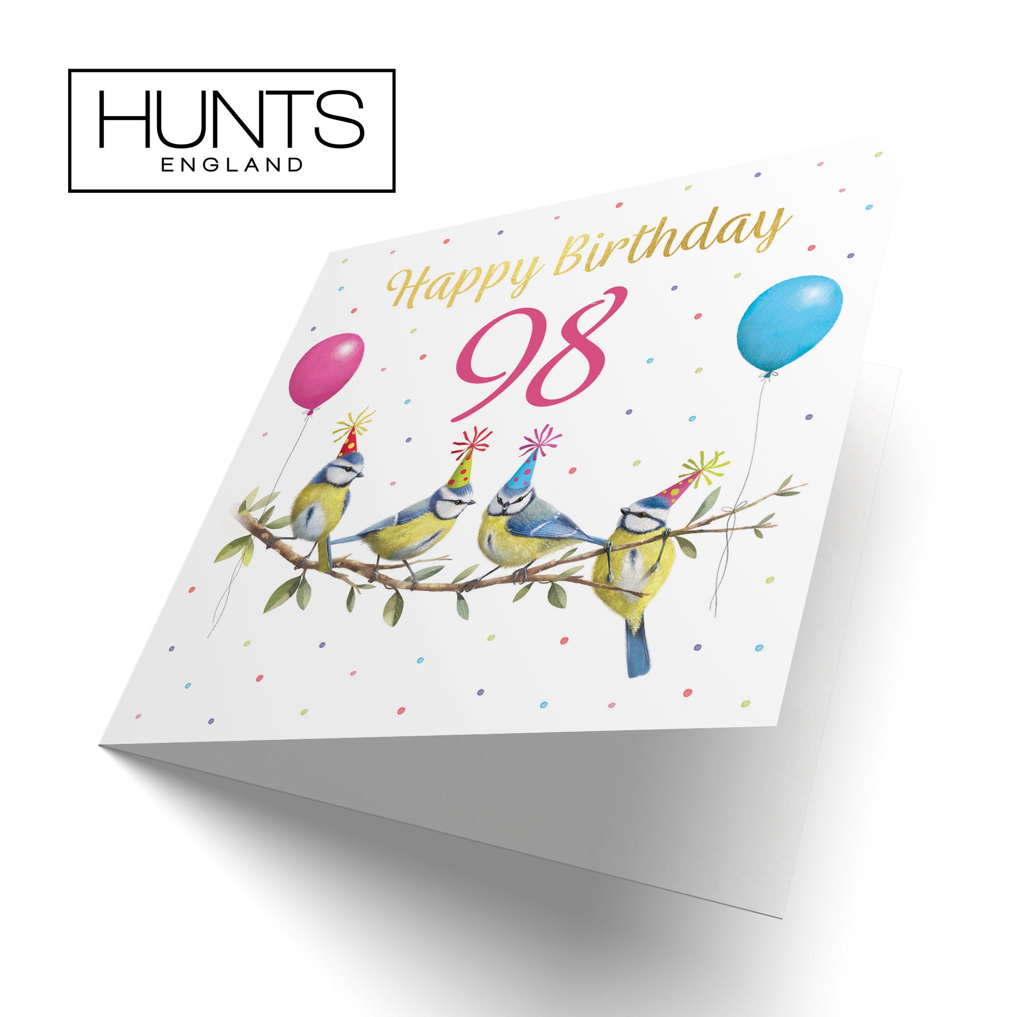 Blue Tits 98th Birthday Card Gold Foil Milo's Gallery - Default Title (B0CV9FGPQ3)