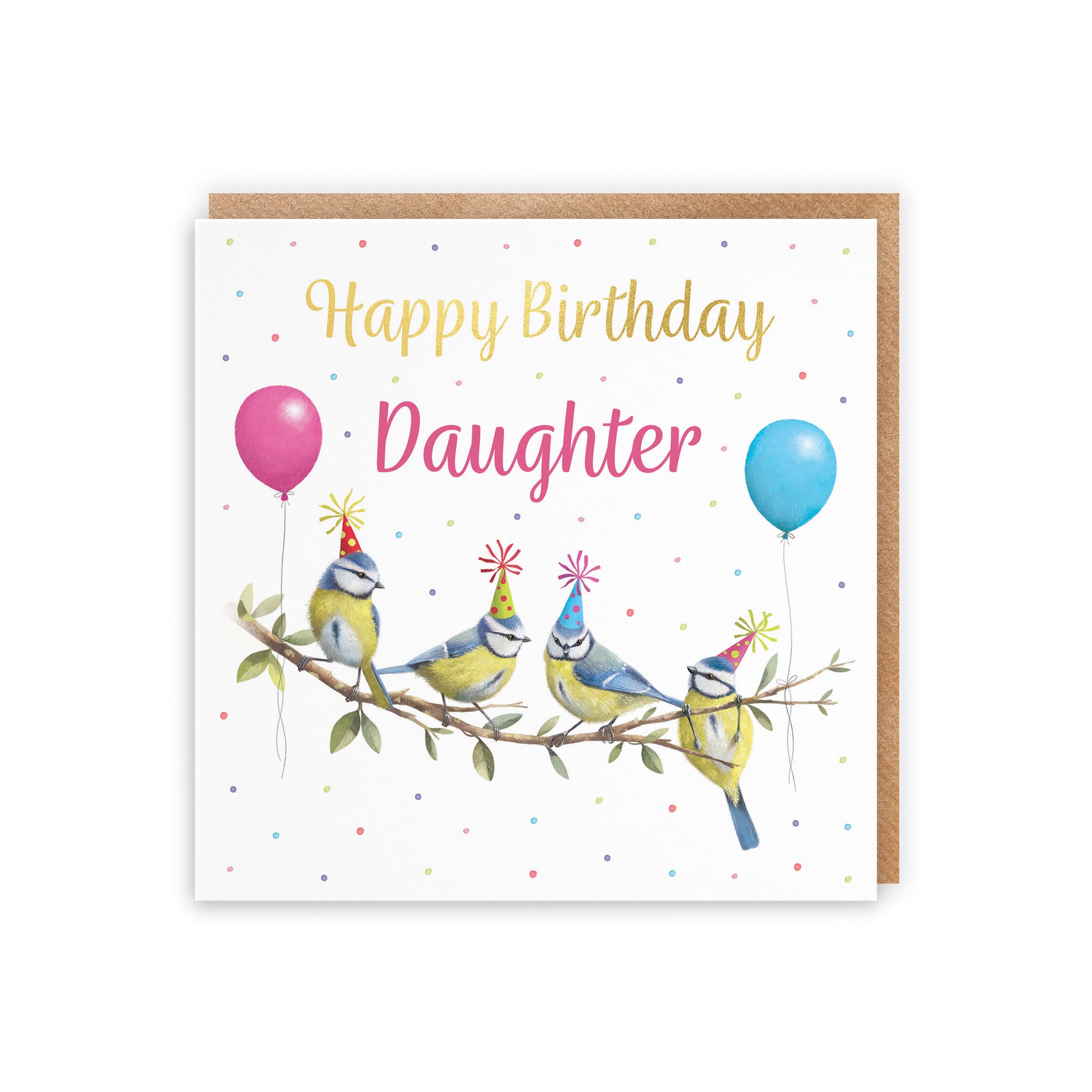 Daughter Blue Tits Birthday Card Gold Foil Milo's Gallery - Default Title (B0CV9GQJQ3)