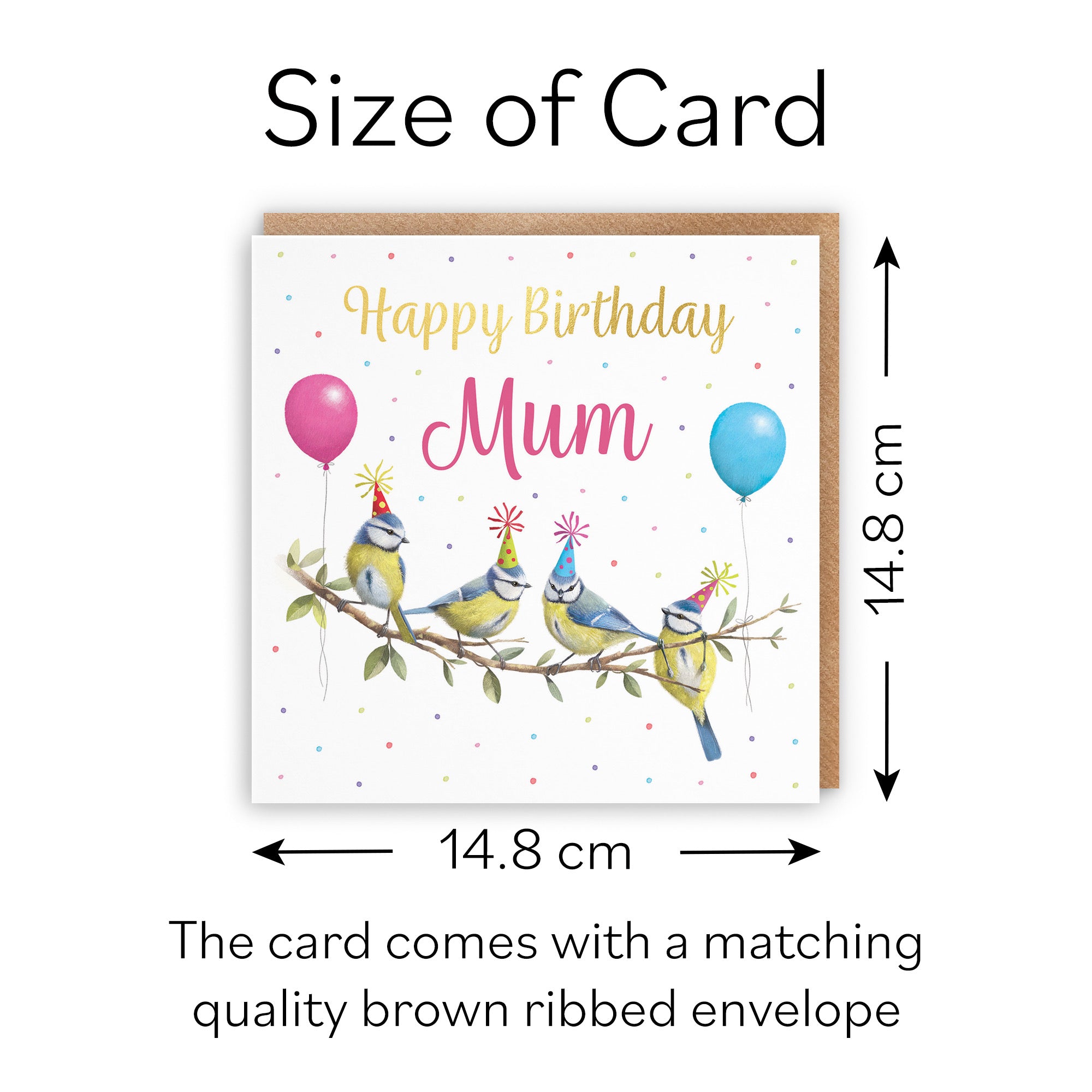 Mum Blue Tits Birthday Card Gold Foil Milo's Gallery - Default Title (B0CV9GQWJ8)