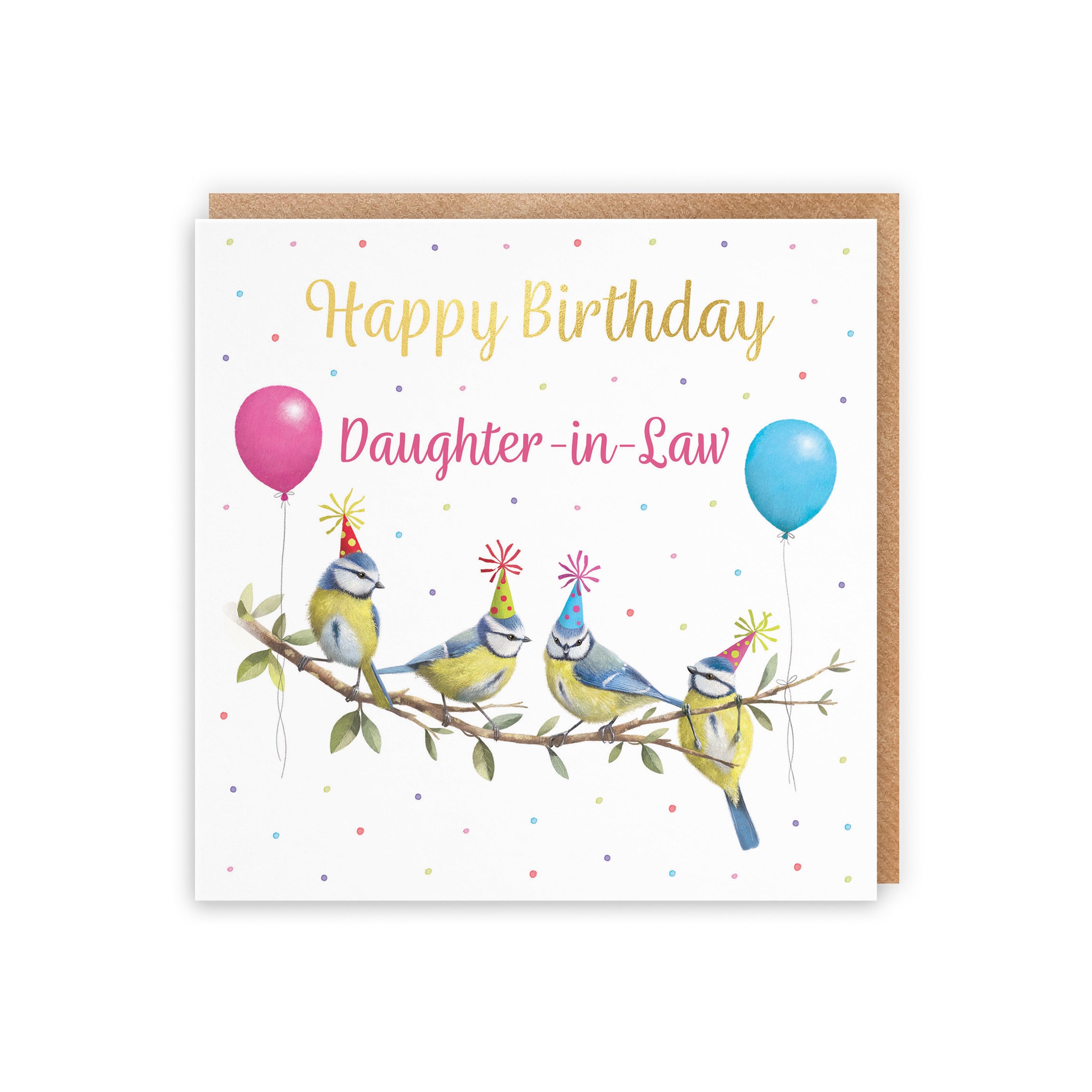 Daughter In Law Blue Tits Birthday Card Gold Foil Milo's Gallery - Default Title (B0CV9J9D52)