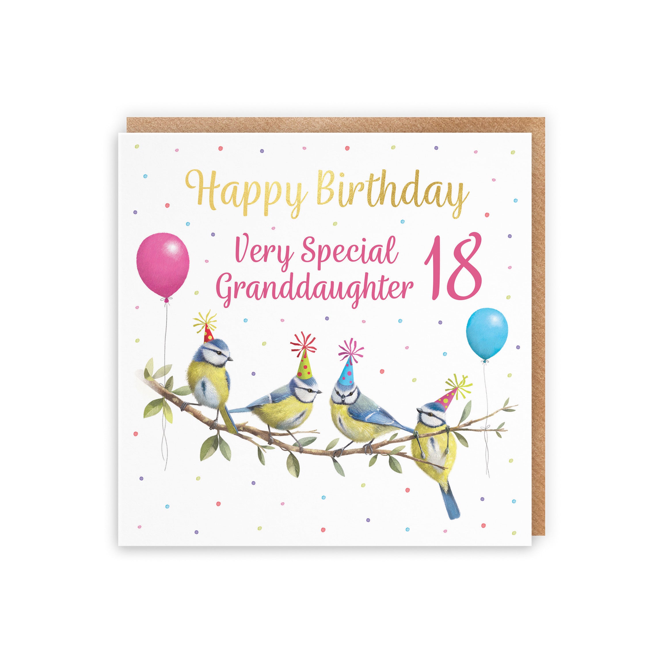 18th Granddaughter Blue Tits Birthday Card Gold Foil Milo's Gallery - Default Title (B0CV9JMGX9)