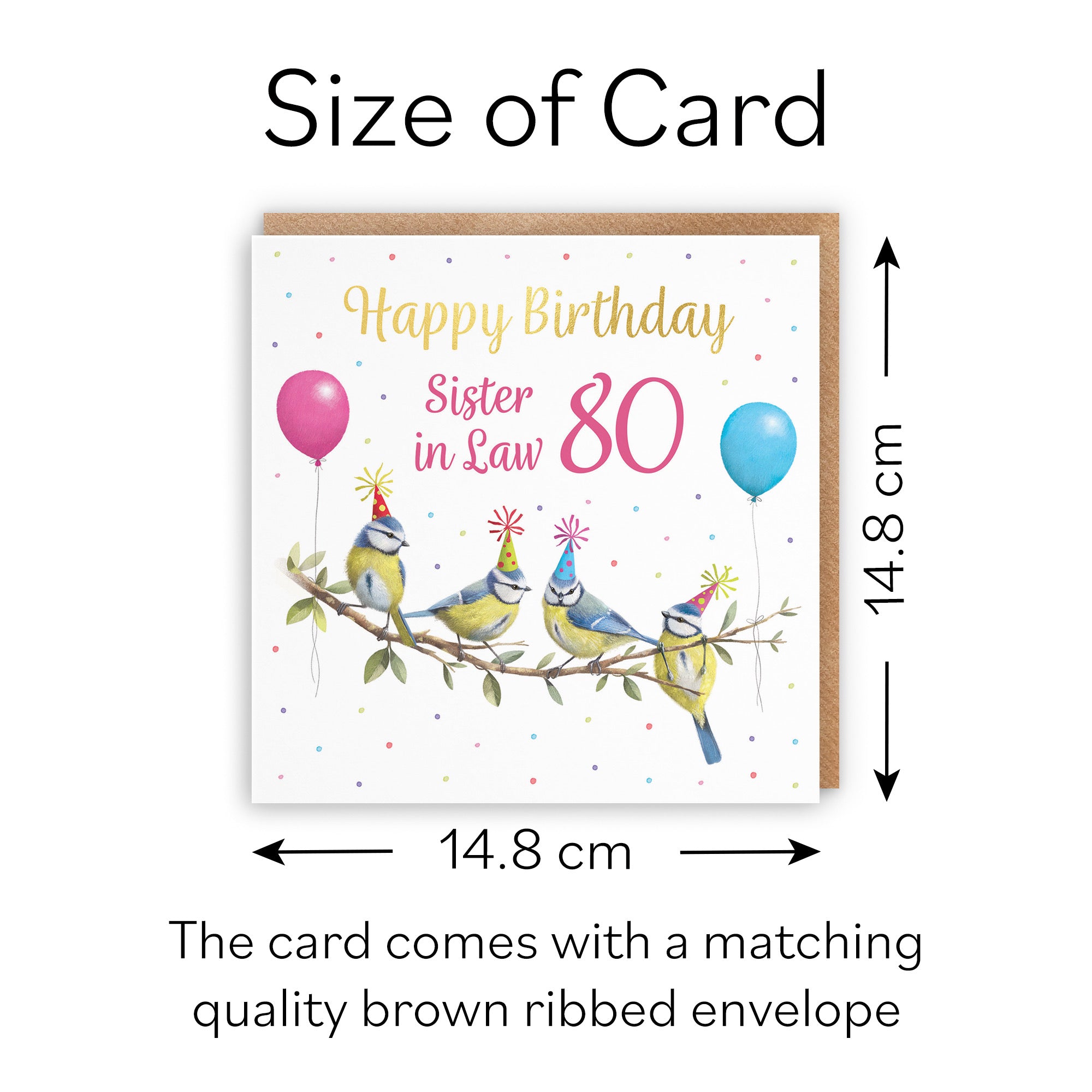 80th Sister In Law Blue Tits Birthday Card Gold Foil Milo's Gallery - Default Title (B0CV9JXH1J)