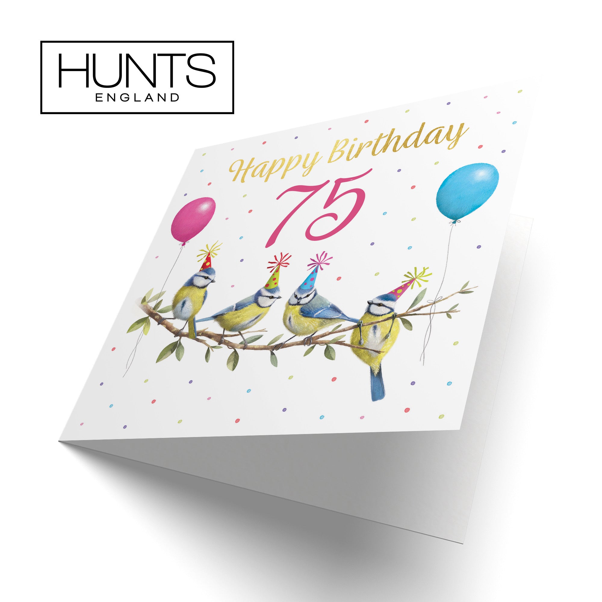 Blue Tits 75th Birthday Card Gold Foil Milo's Gallery - Default Title (B0CV9JYHLL)