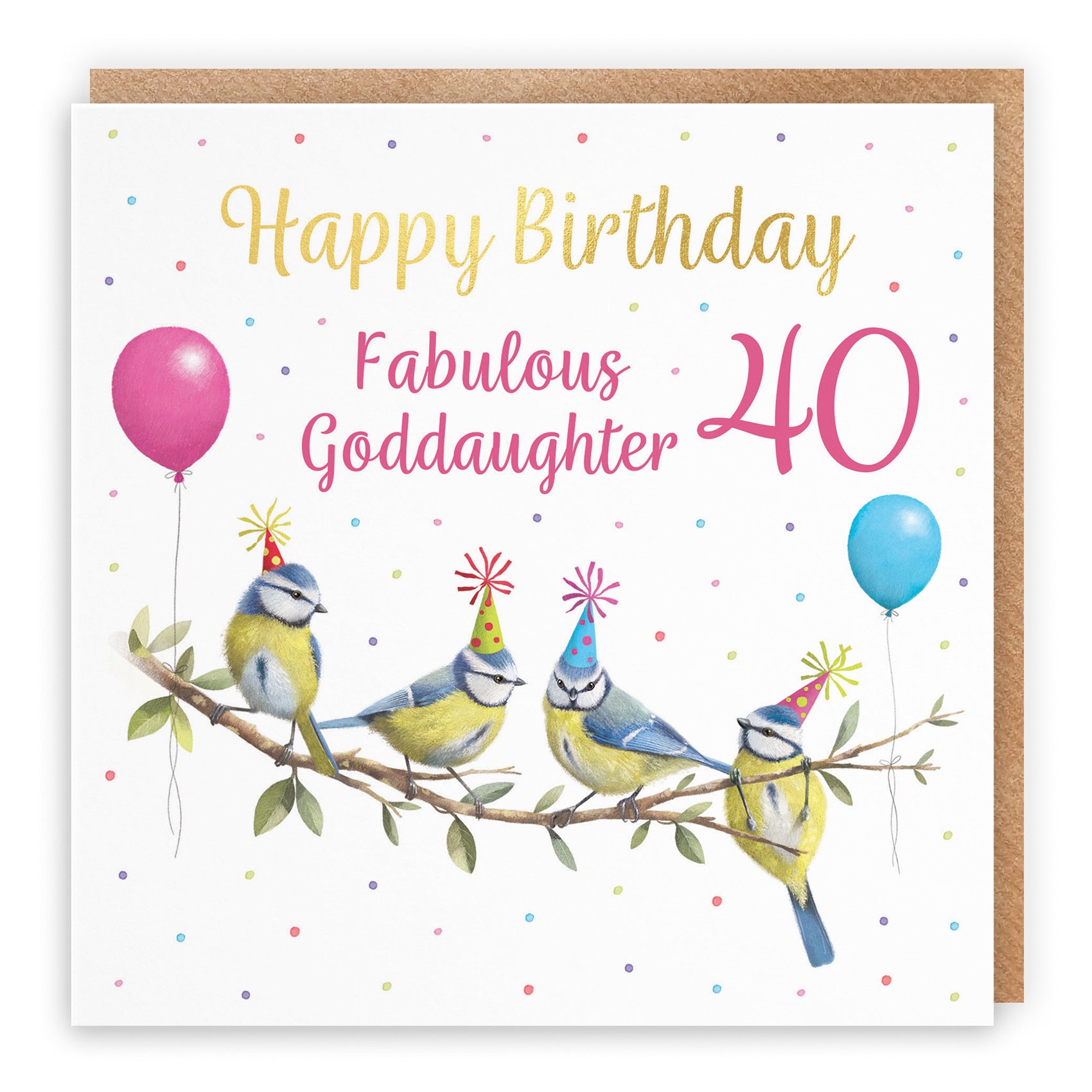 40th Goddaughter Blue Tits Birthday Card Gold Foil Milo's Gallery - Default Title (B0CV9JZPZL)