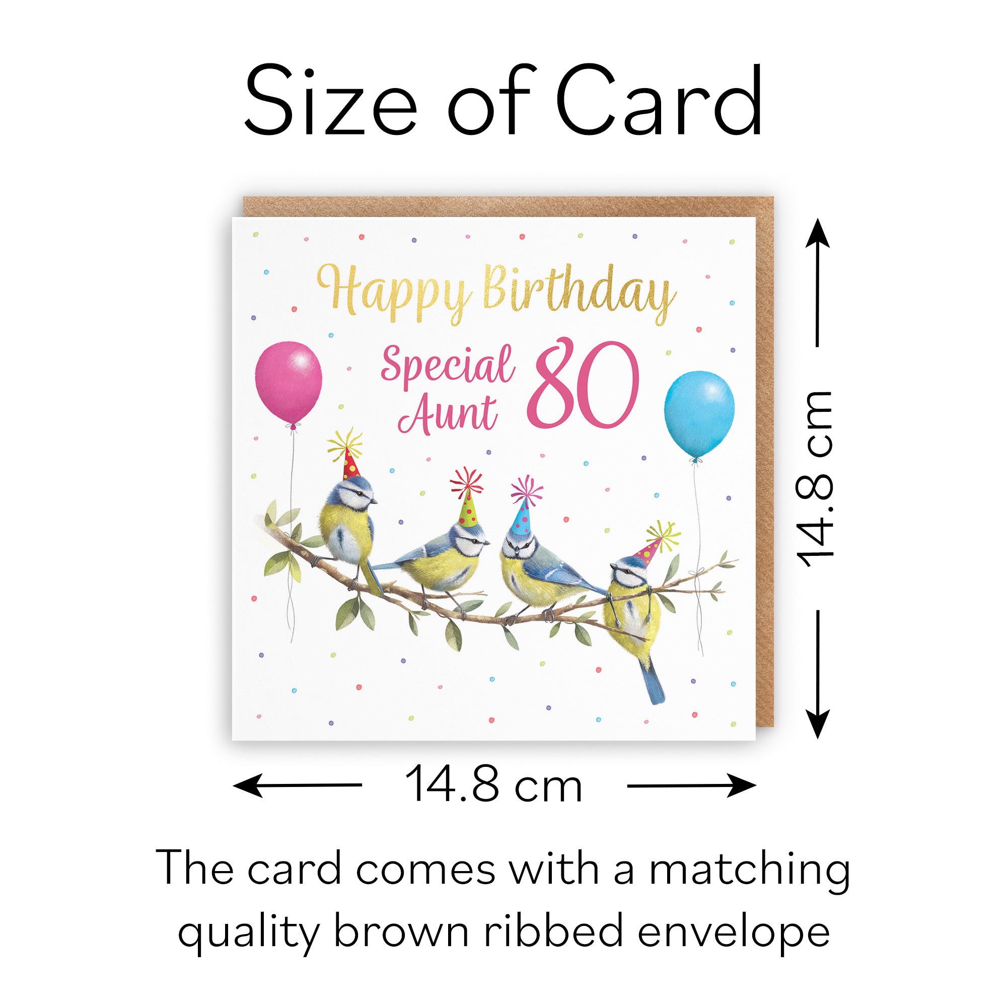 80th Aunt Blue Tits Birthday Card Gold Foil Milo's Gallery - Default Title (B0CV9L1KDS)