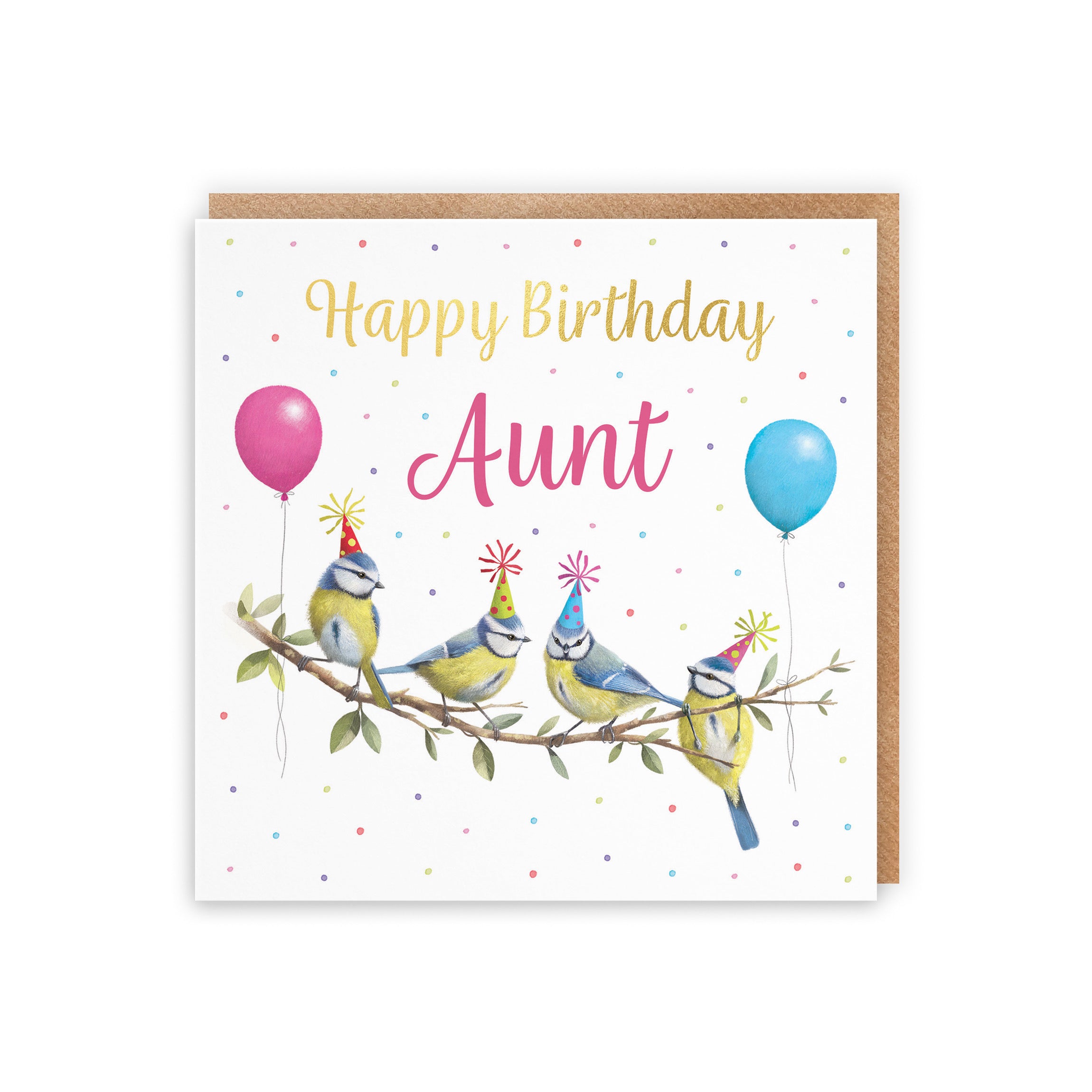 Aunt Blue Tits Birthday Card Gold Foil Milo's Gallery - Default Title (B0CV9MF968)