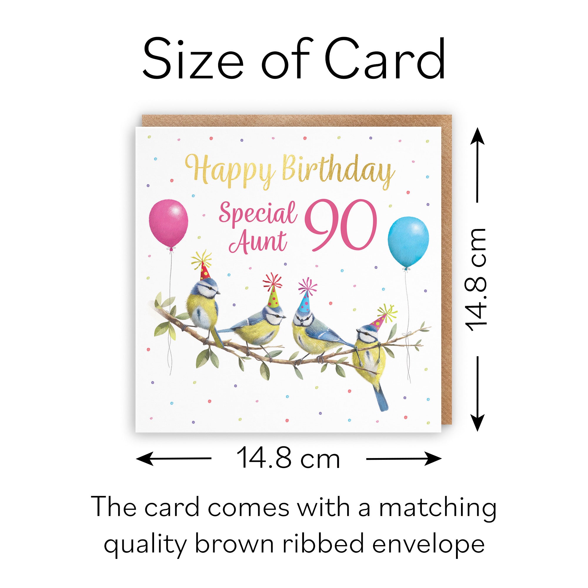 90th Aunt Blue Tits Birthday Card Gold Foil Milo's Gallery - Default Title (B0CV9MGNF5)