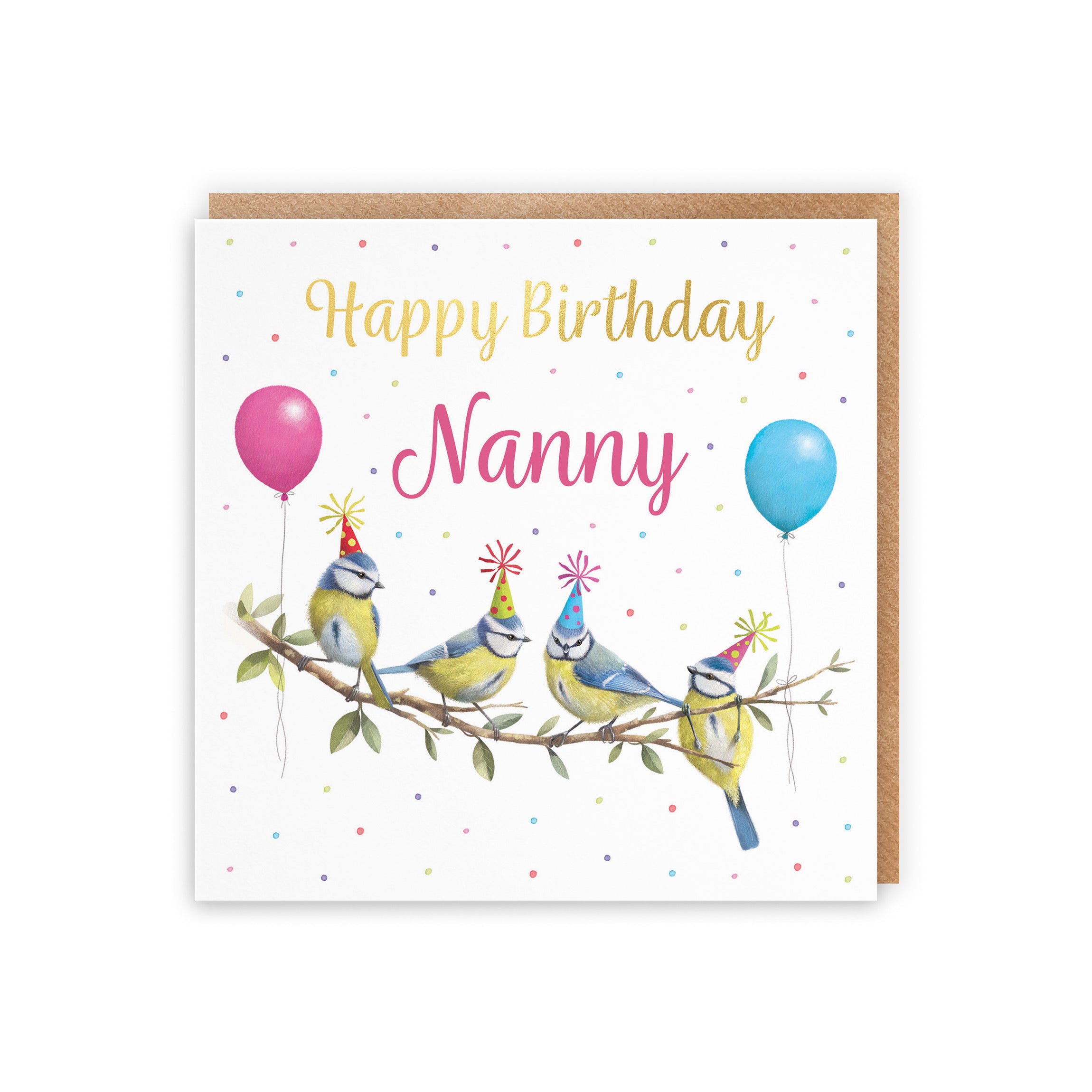 Nanny Blue Tits Birthday Card Gold Foil Milo's Gallery - Default Title (B0CV9MHTDL)