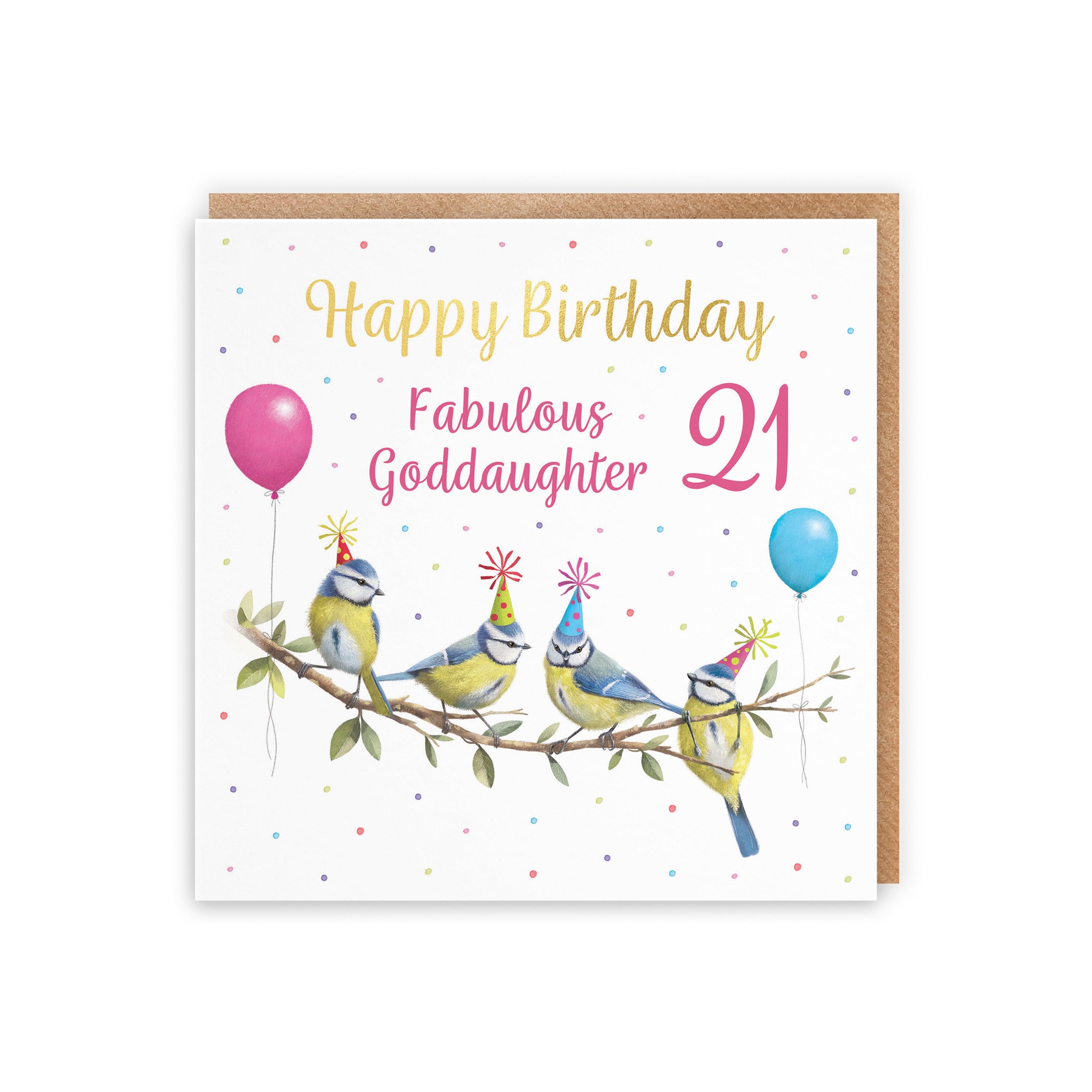 21st Goddaughter Blue Tits Birthday Card Gold Foil Milo's Gallery - Default Title (B0CV9MTPYC)