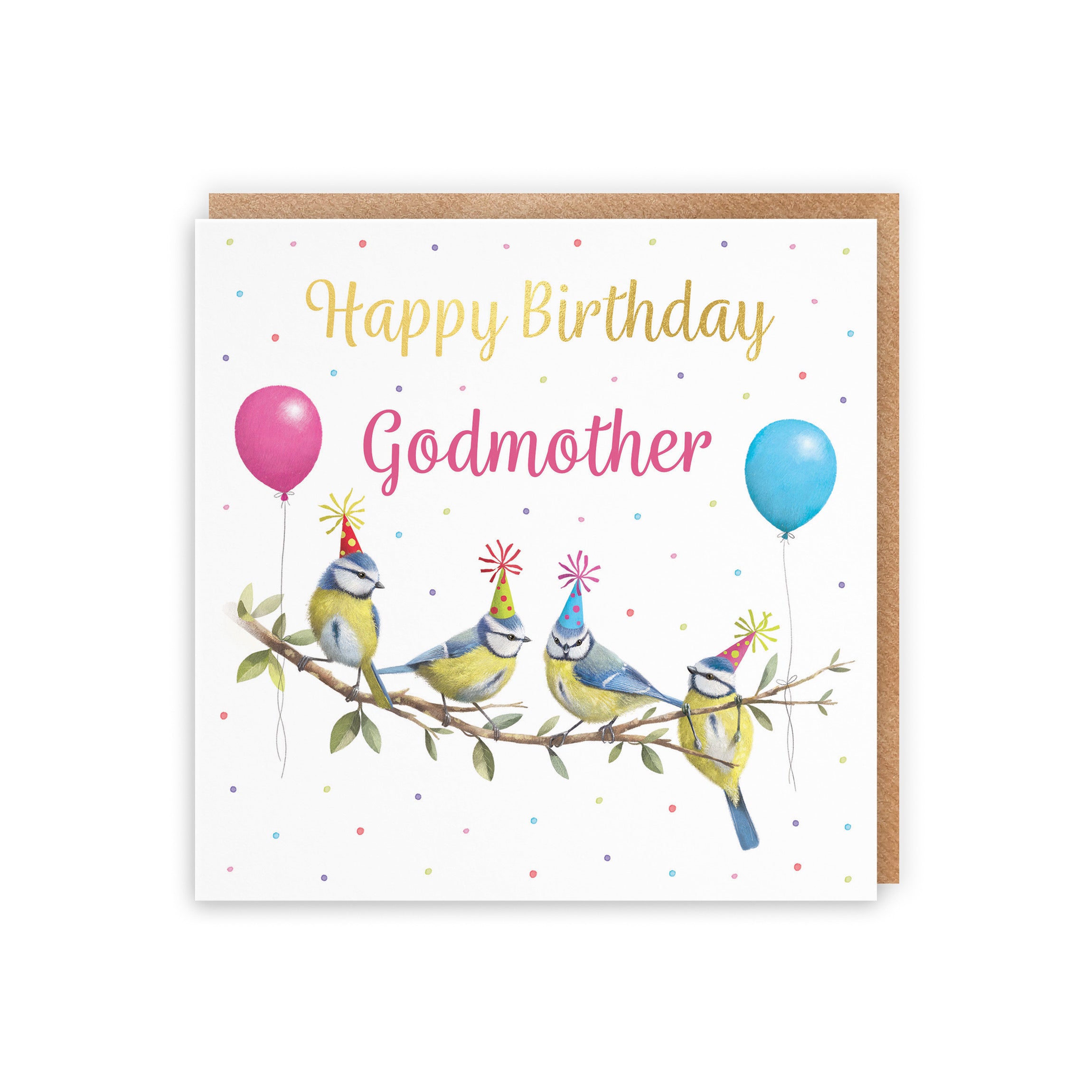 Godmother Blue Tits Birthday Card Gold Foil Milo's Gallery - Default Title (B0CV9RSCQW)