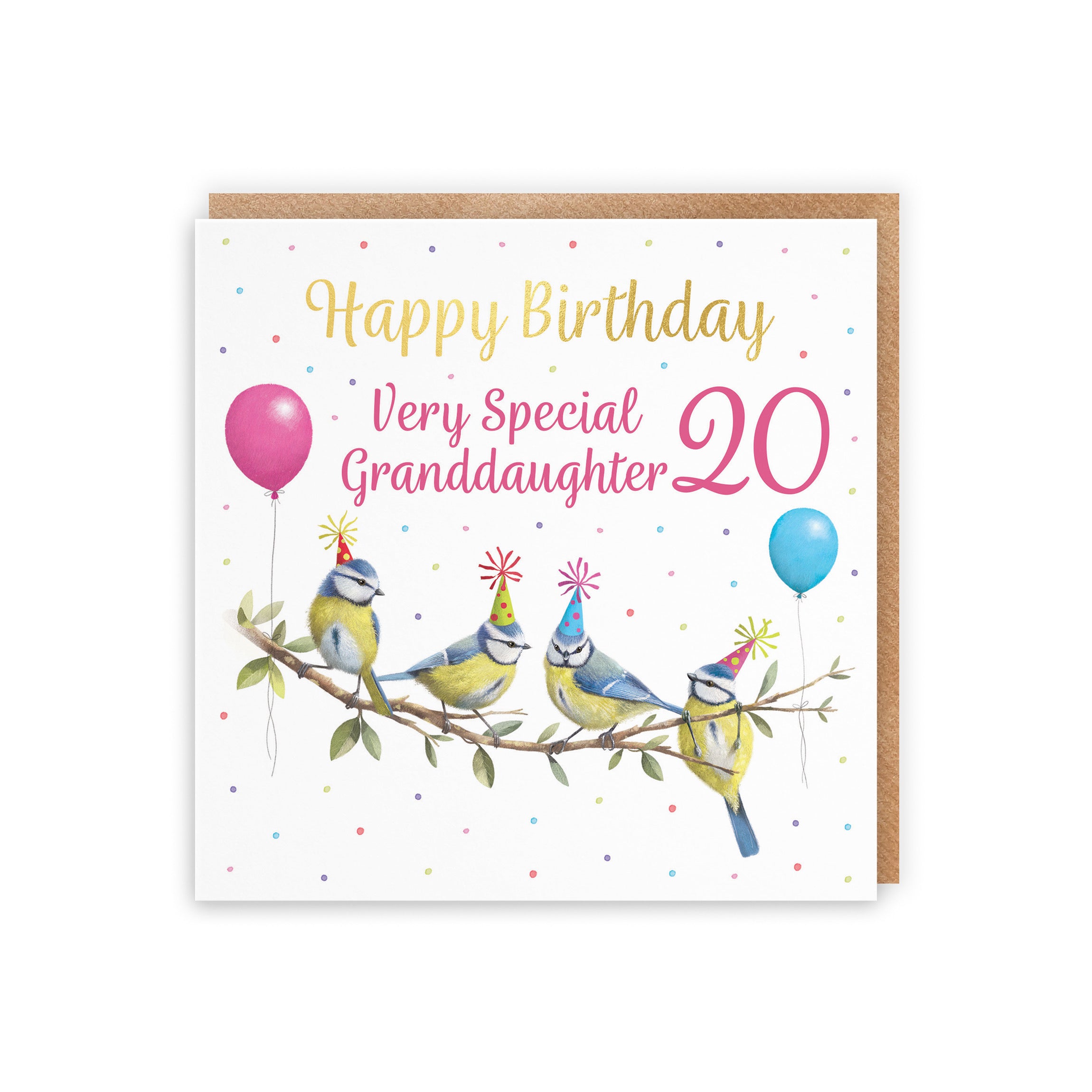 20th Granddaughter Blue Tits Birthday Card Gold Foil Milo's Gallery - Default Title (B0CV9T9PX9)