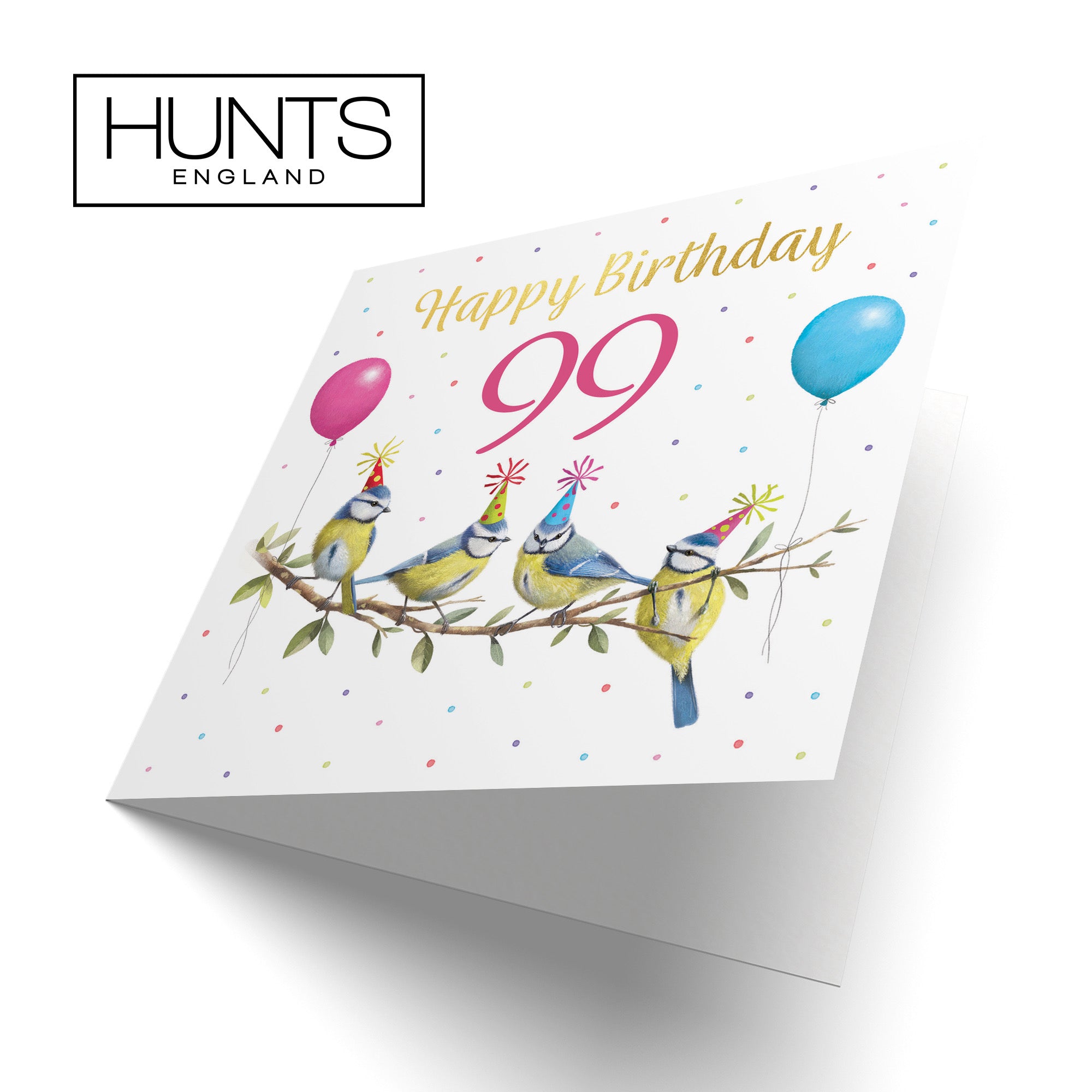 Blue Tits 99th Birthday Card Gold Foil Milo's Gallery - Default Title (B0CV9VQ2CL)