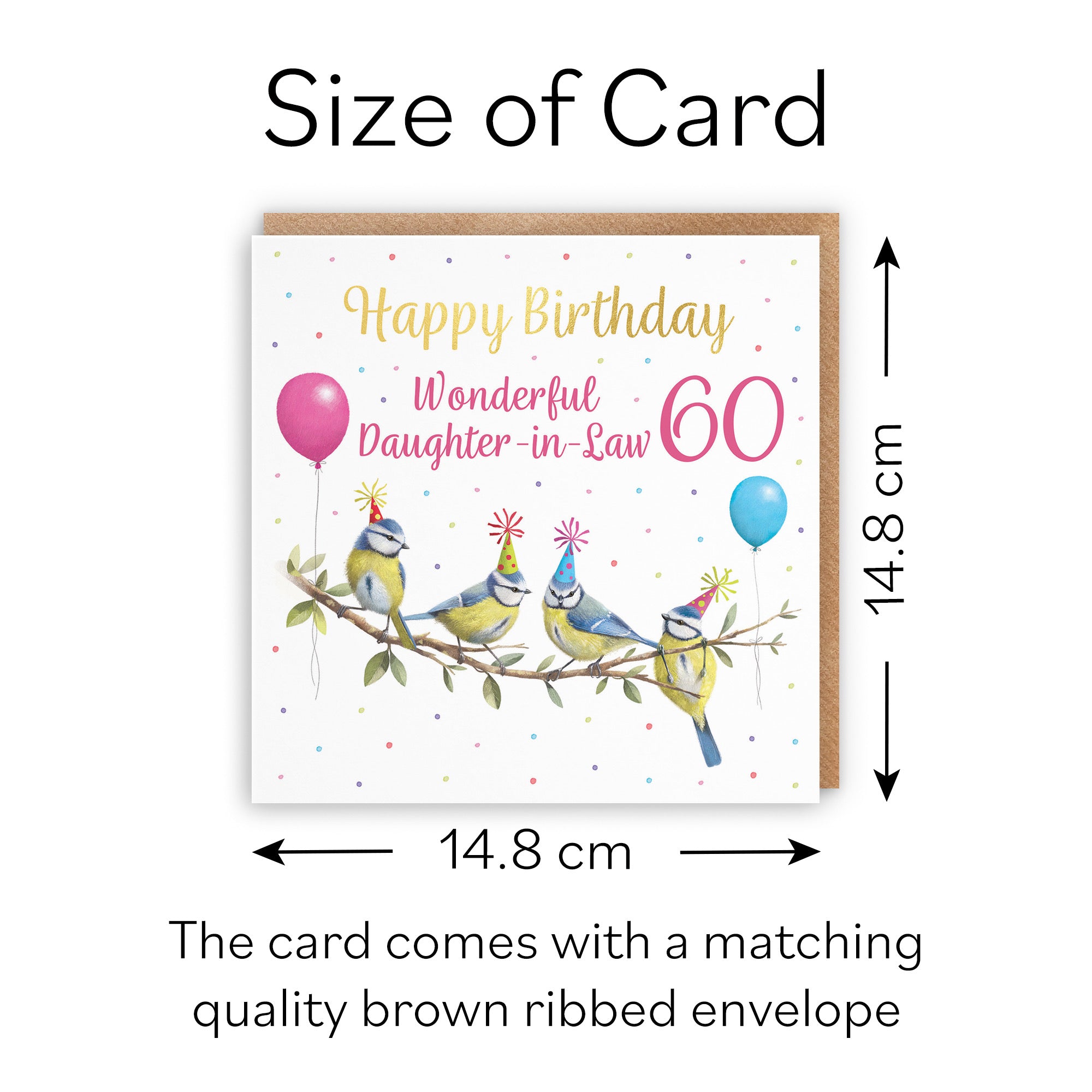 60th Daughter In Law Blue Tits Birthday Card Gold Foil Milo's Gallery - Default Title (B0CV9VVHZH)