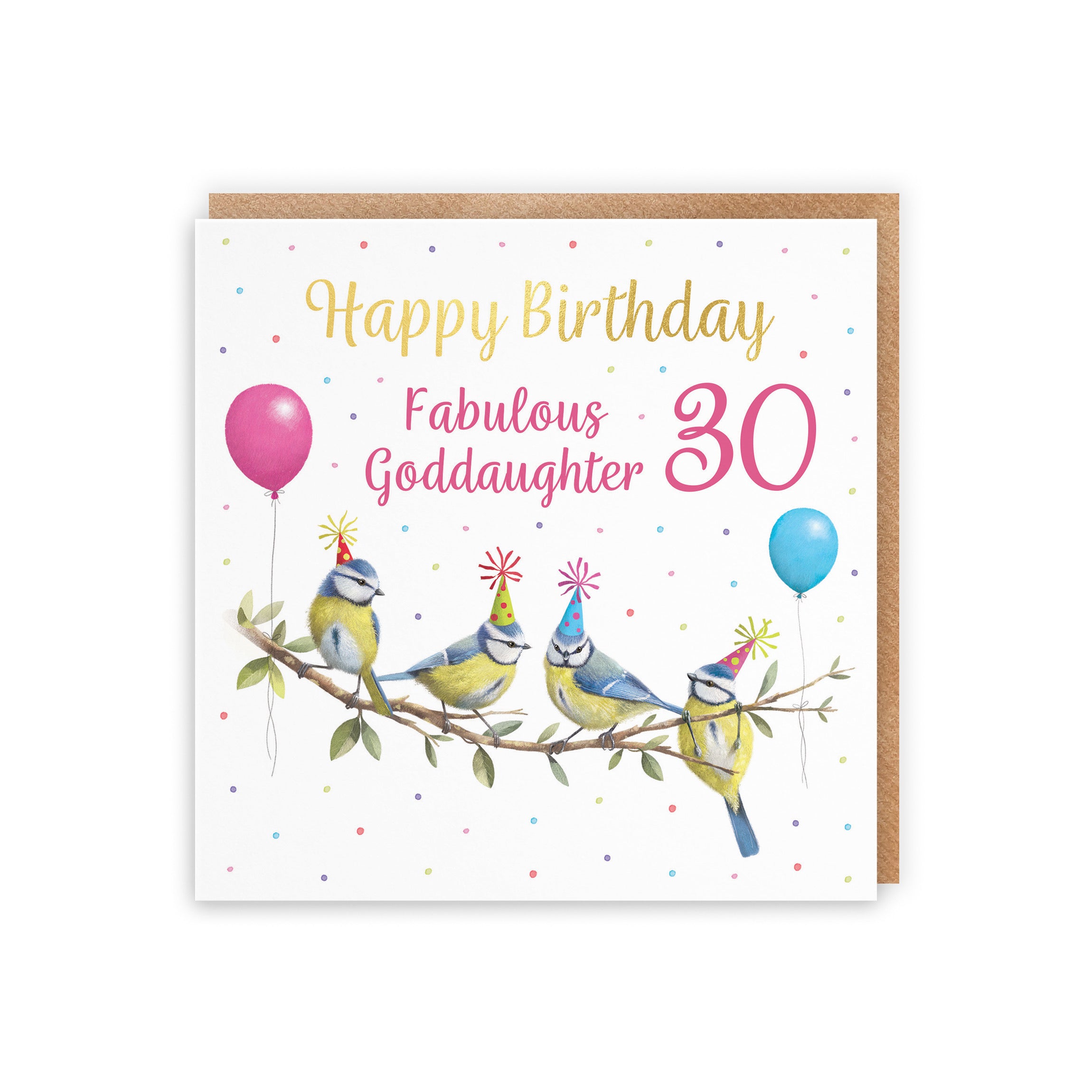 30th Goddaughter Blue Tits Birthday Card Gold Foil Milo's Gallery - Default Title (B0CV9XDLLW)