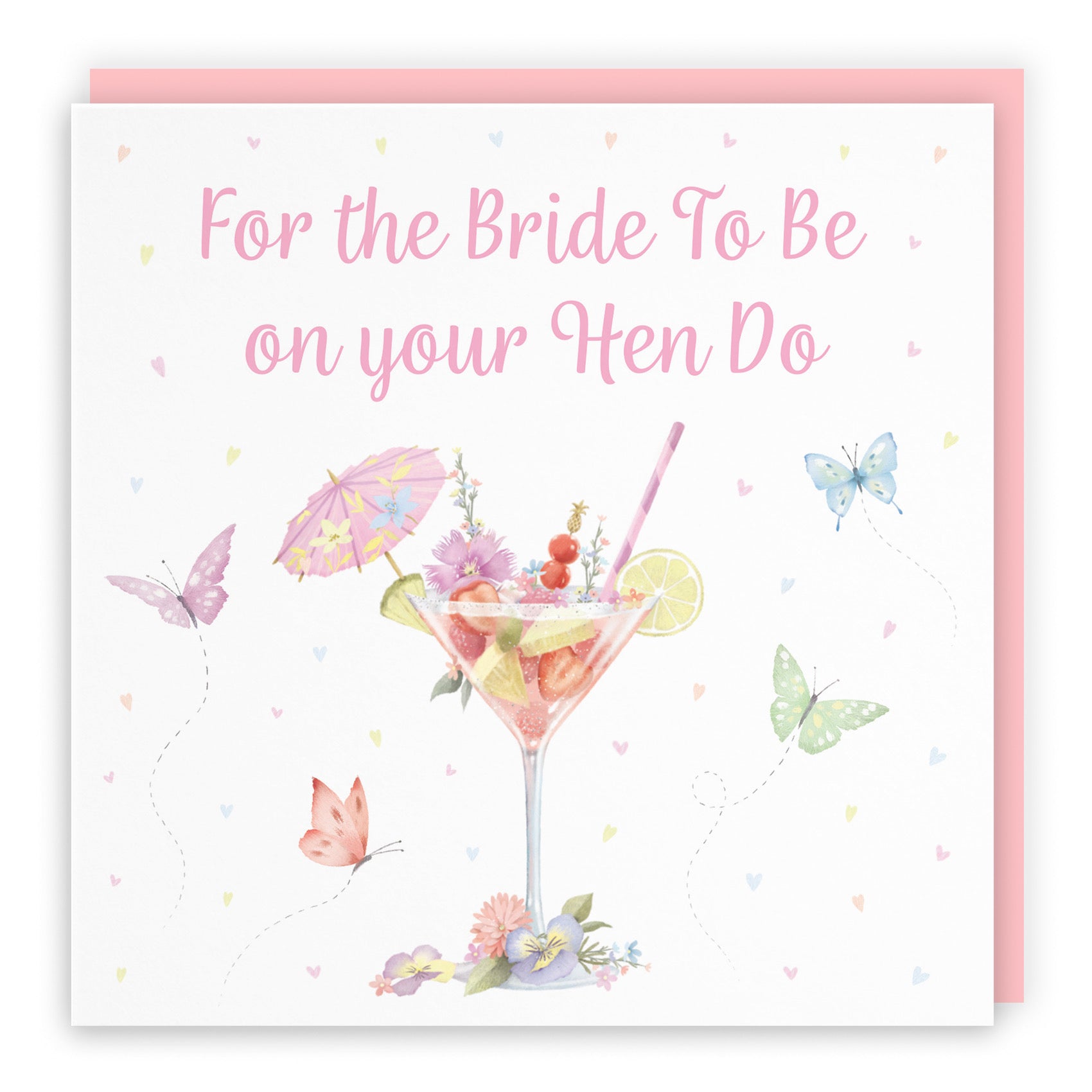 Pink Cocktail And Butterflies Hen Party Card Milo's Gallery - Default Title (B0CX219FW2)