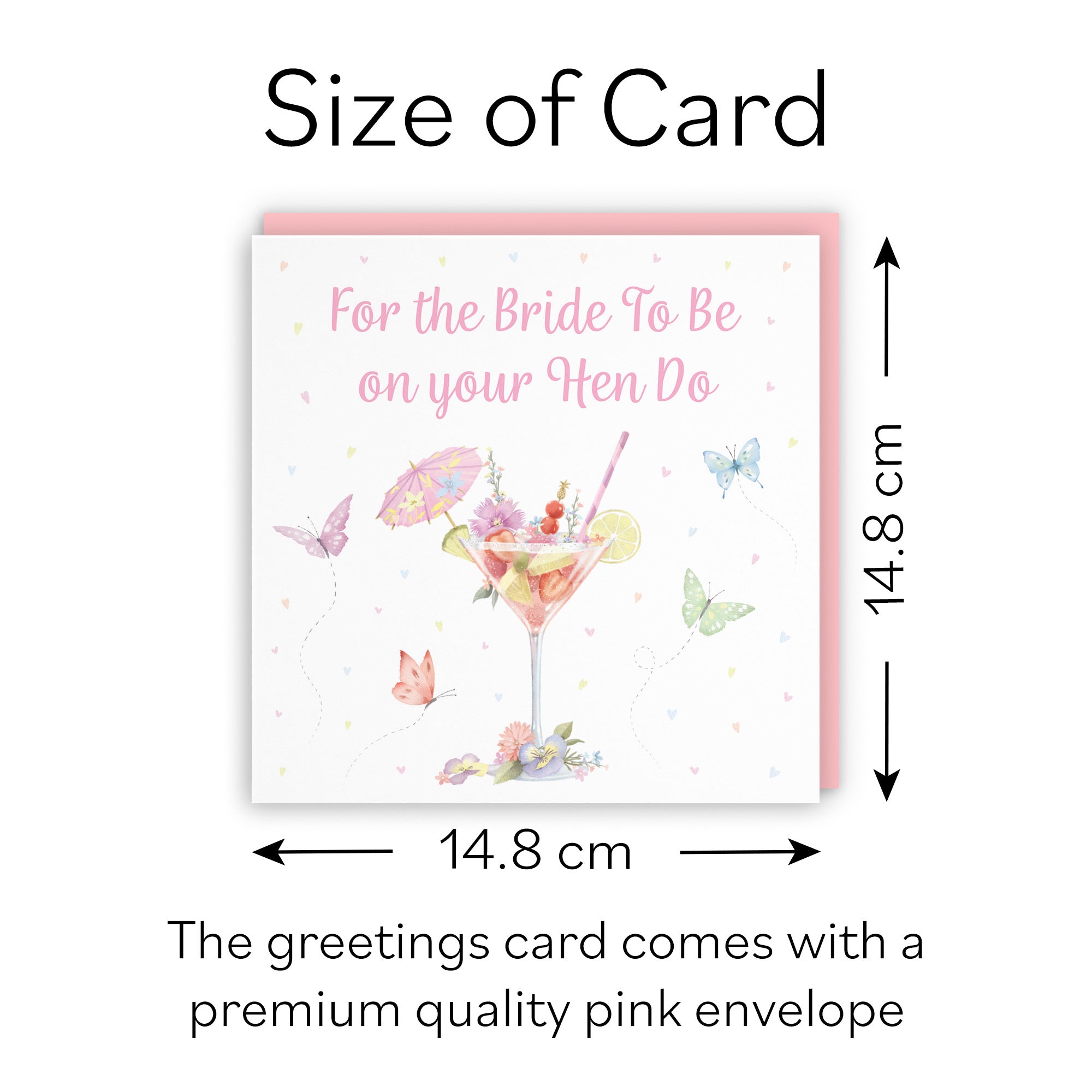 Pink Cocktail And Butterflies Hen Party Card Milo's Gallery - Default Title (B0CX219FW2)