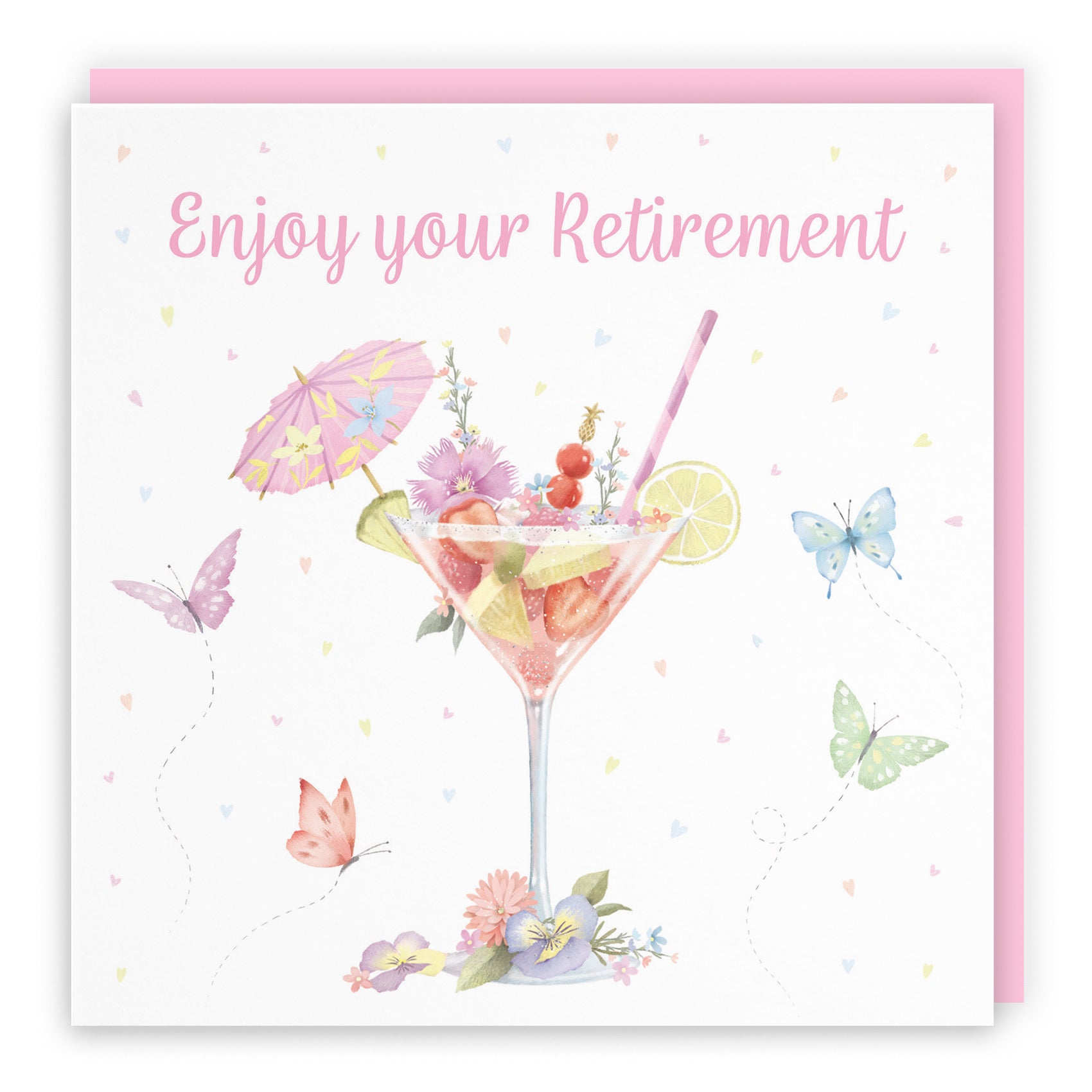 Pink Cocktail And Butterflies Retirement Card Milo's Gallery - Default Title (B0CX21D731)