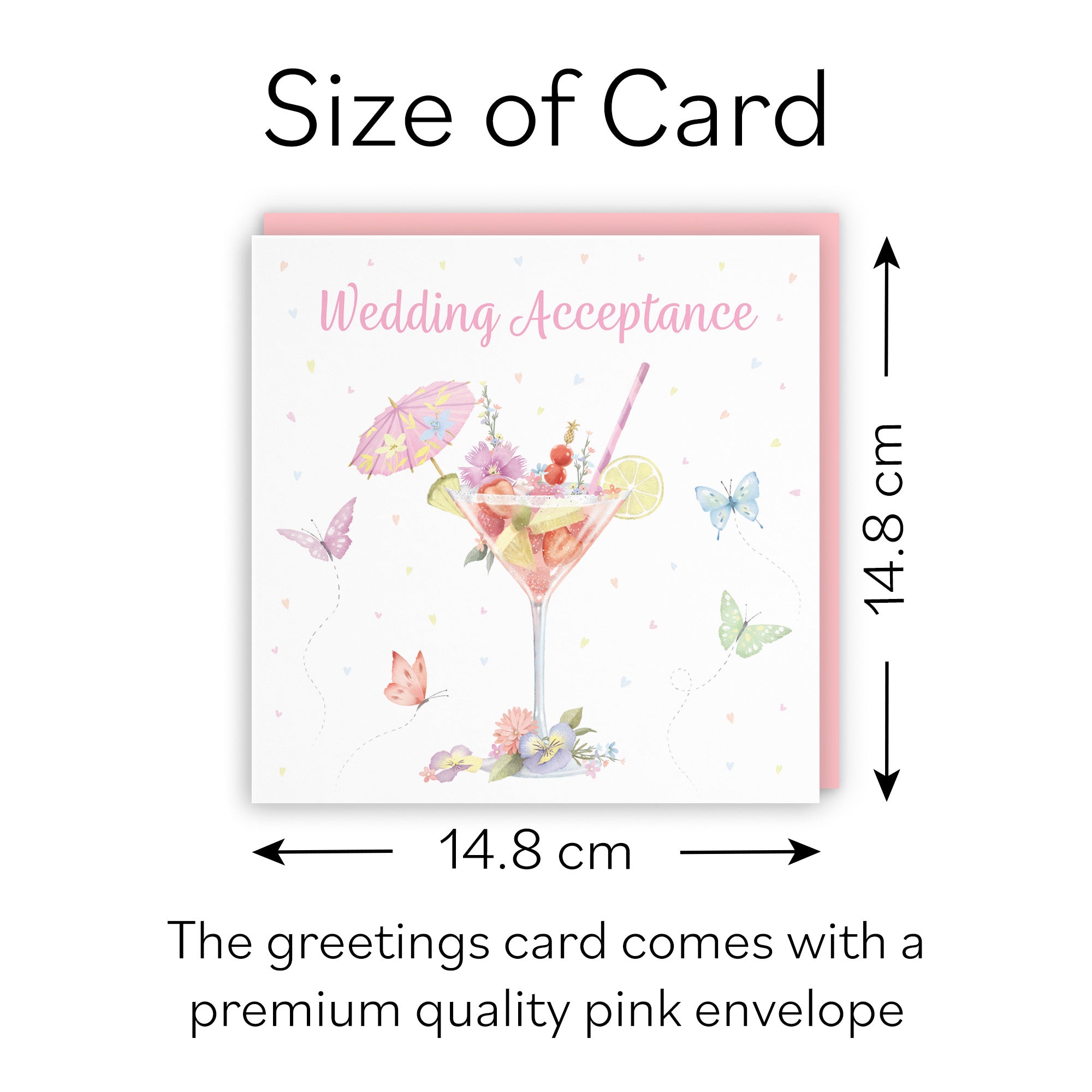 Pink Cocktail And Butterflies Wedding Acceptance Card Milo's Gallery - Default Title (B0CX21GFBV)