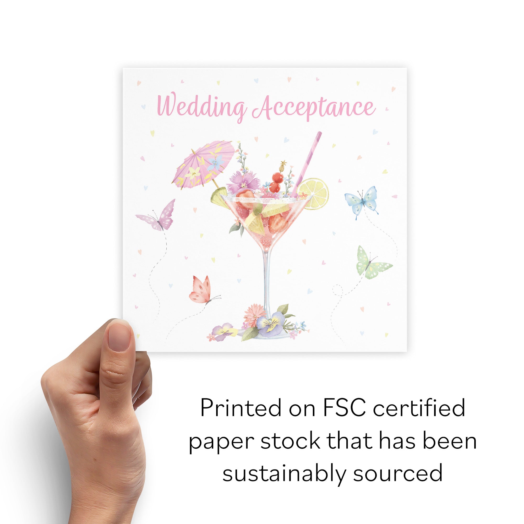 Pink Cocktail And Butterflies Wedding Acceptance Card Milo's Gallery - Default Title (B0CX21GFBV)