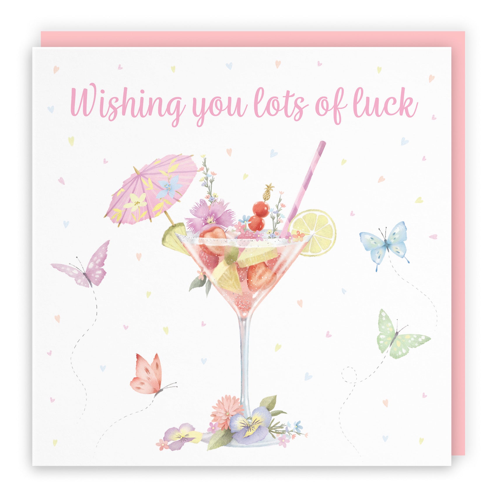 Pink Cocktail And Butterflies Good Luck Card Milo's Gallery - Default Title (B0CX229DXQ)