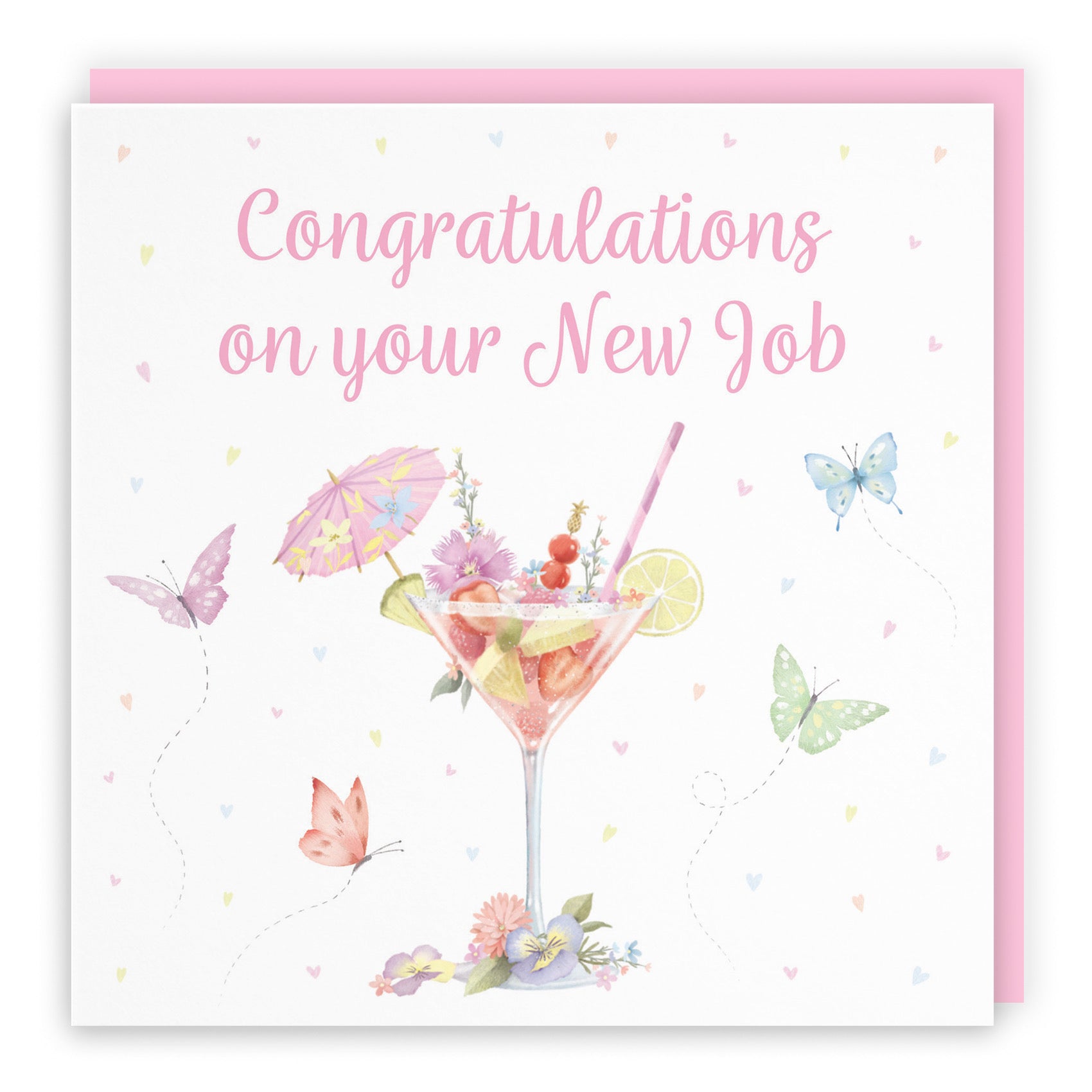 Pink Cocktail And Butterflies New Job Congratulations Card Milo's Gallery - Default Title (B0CX22B8KD)