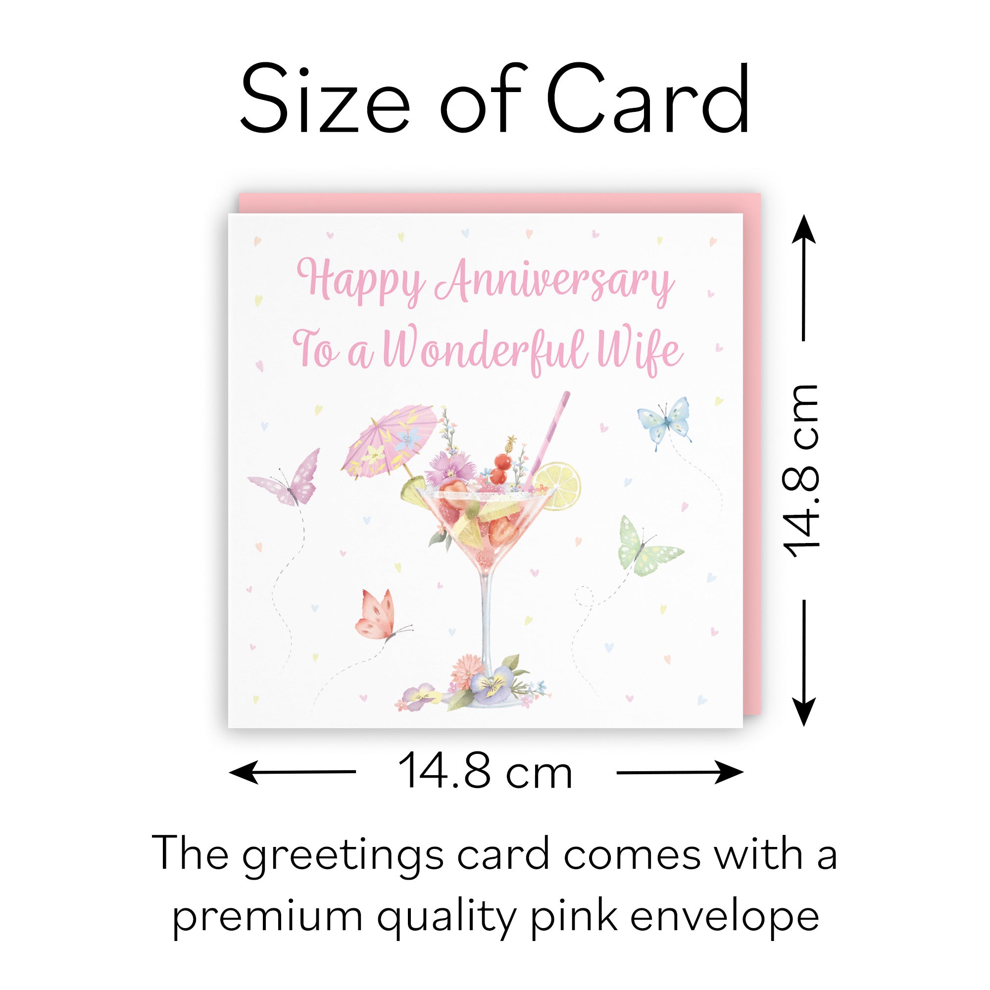 Pink Cocktail And Butterflies Wife Anniversary Card Milo's Gallery - Default Title (B0CX22DXL6)