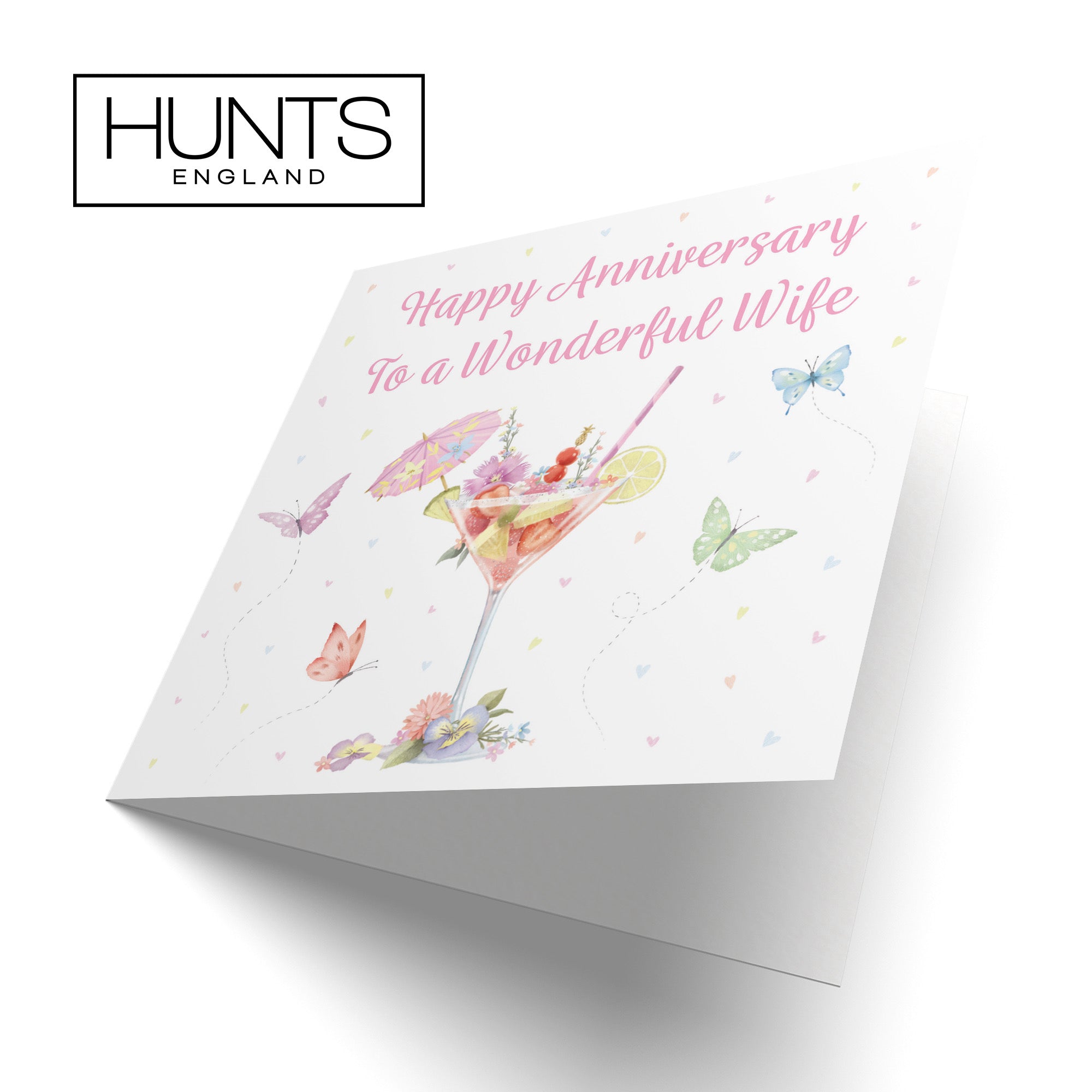 Pink Cocktail And Butterflies Wife Anniversary Card Milo's Gallery - Default Title (B0CX22DXL6)