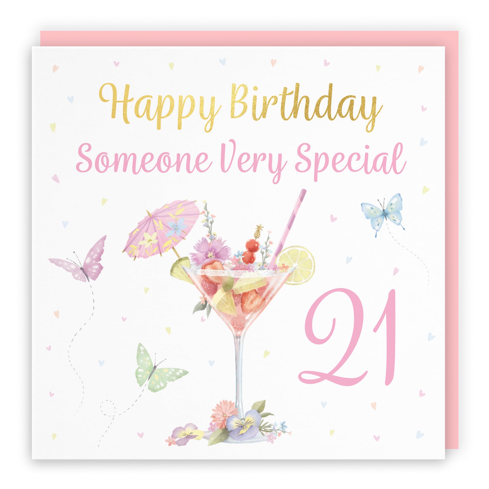 21st Someone Very Special Pink Cocktail And Butterflies Birthday Card Gold Foil Milo's Gallery - Default Title (B0CX22FPJV)