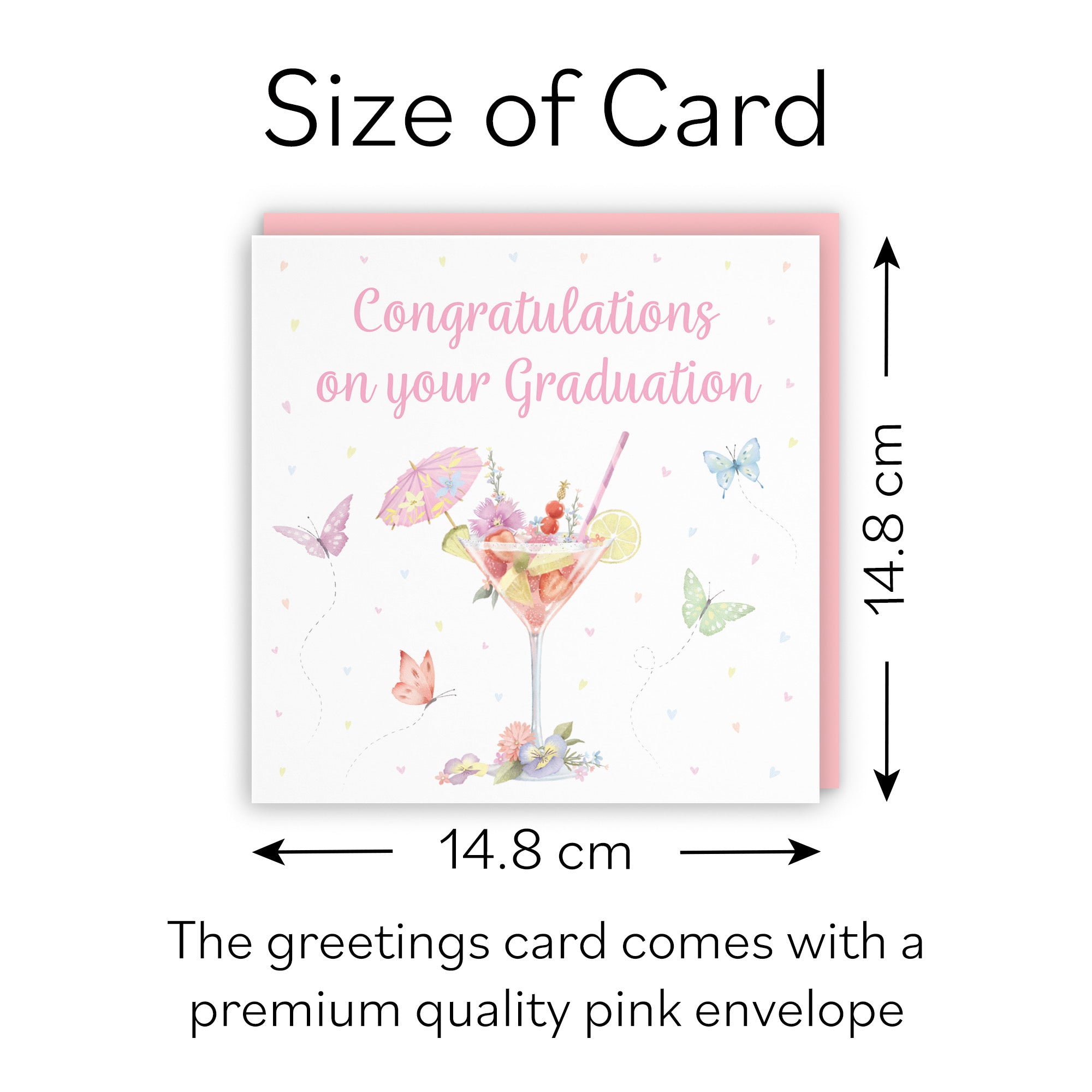 Pink Cocktail And Butterflies Graduation Card Milo's Gallery - Default Title (B0CX22FYC7)