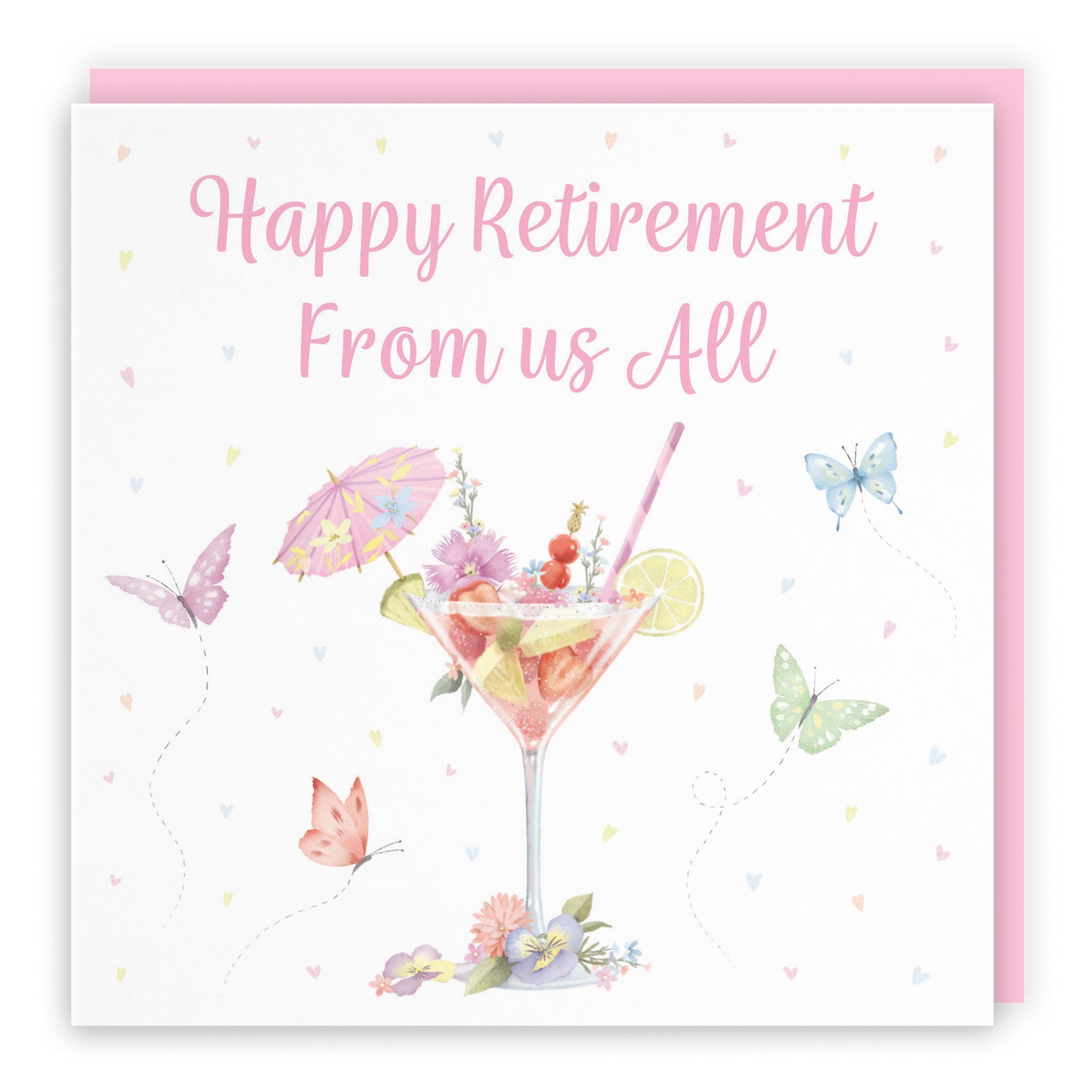 Pink Cocktail And Butterflies Retirement Card From Us All Milo's Gallery - Default Title (B0CX22QDLG)