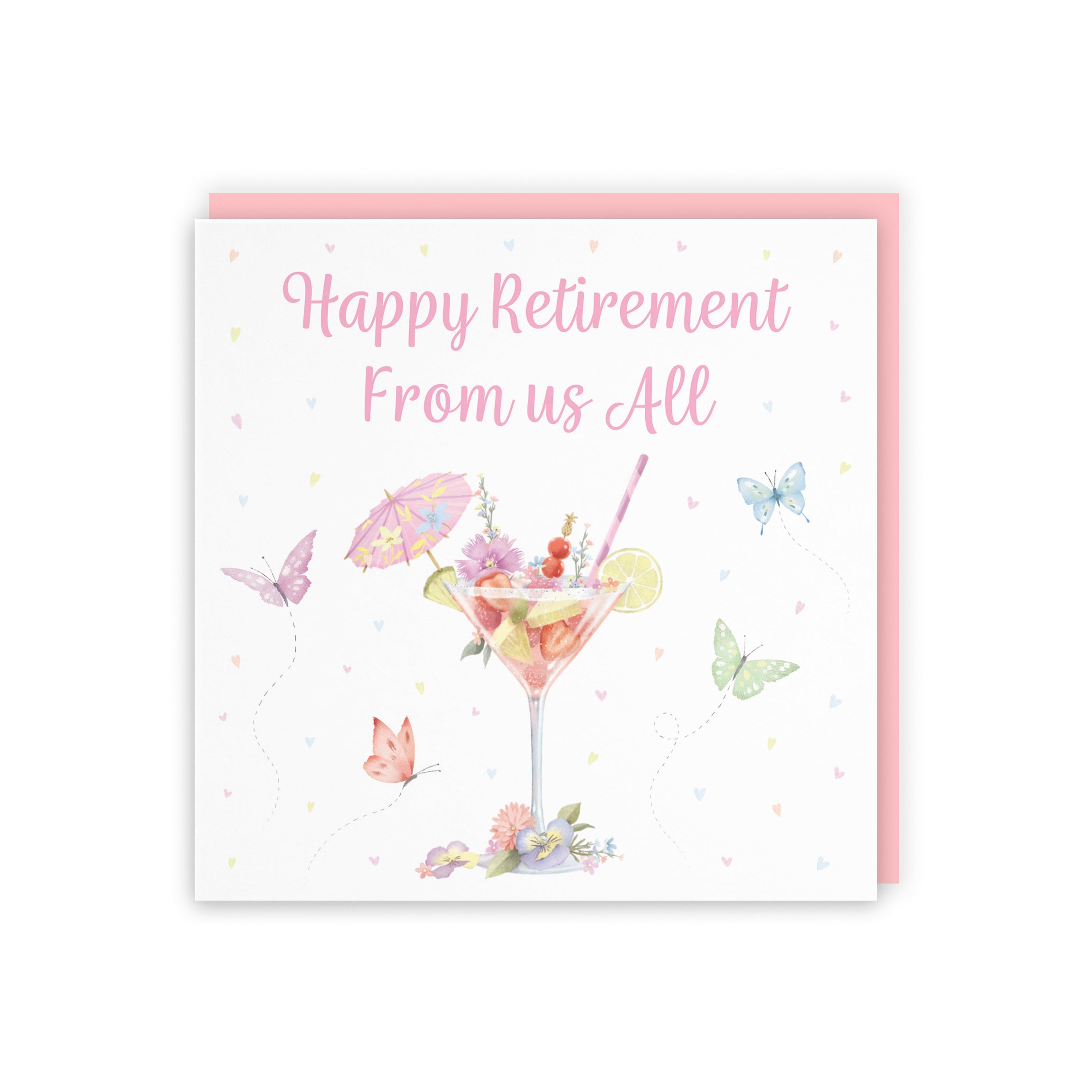 Pink Cocktail And Butterflies Retirement Card From Us All Milo's Gallery - Default Title (B0CX22QDLG)