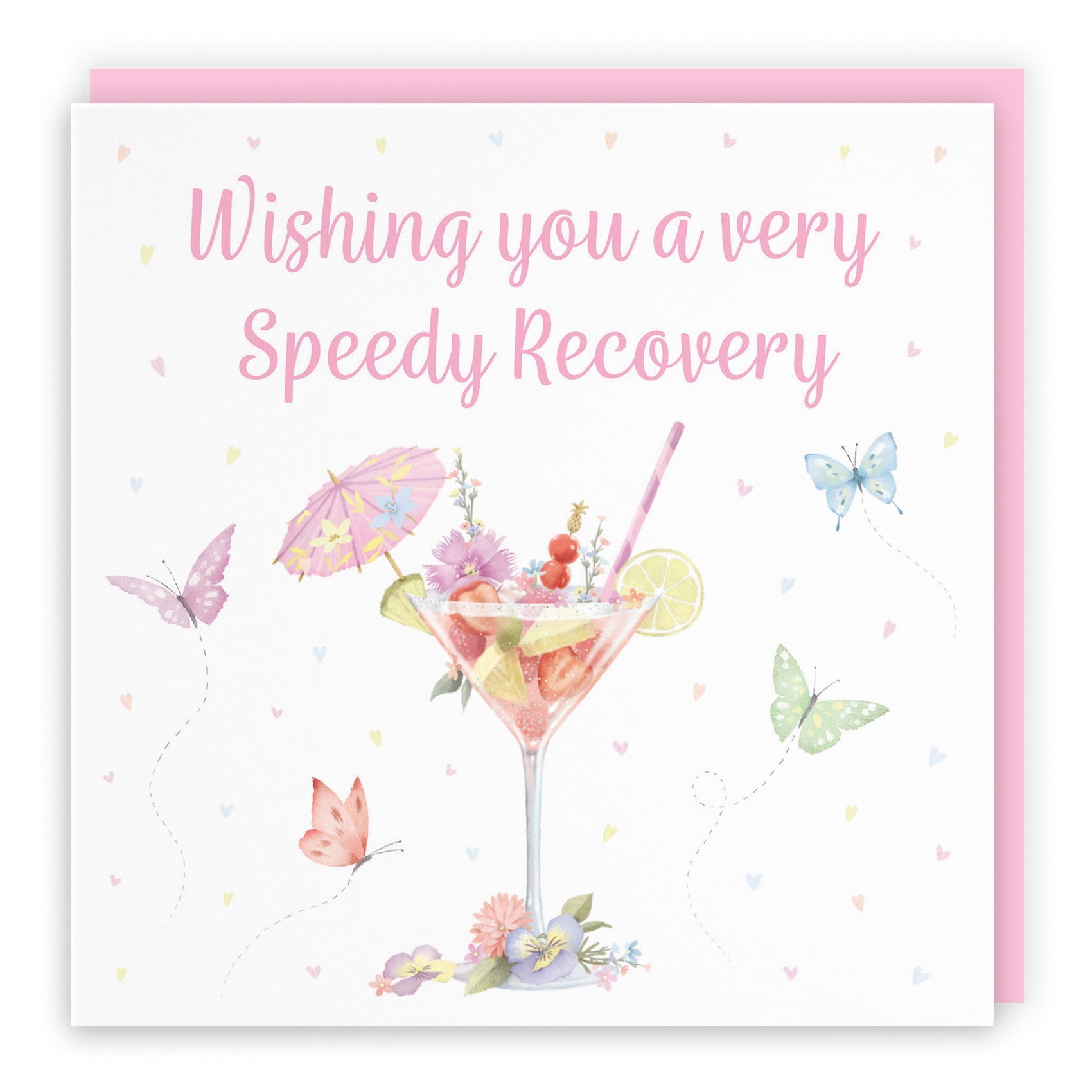 Pink Cocktail And Butterflies Wishing You A Speedy Recovery Card Milo's Gallery - Default Title (B0CX22R3ZK)