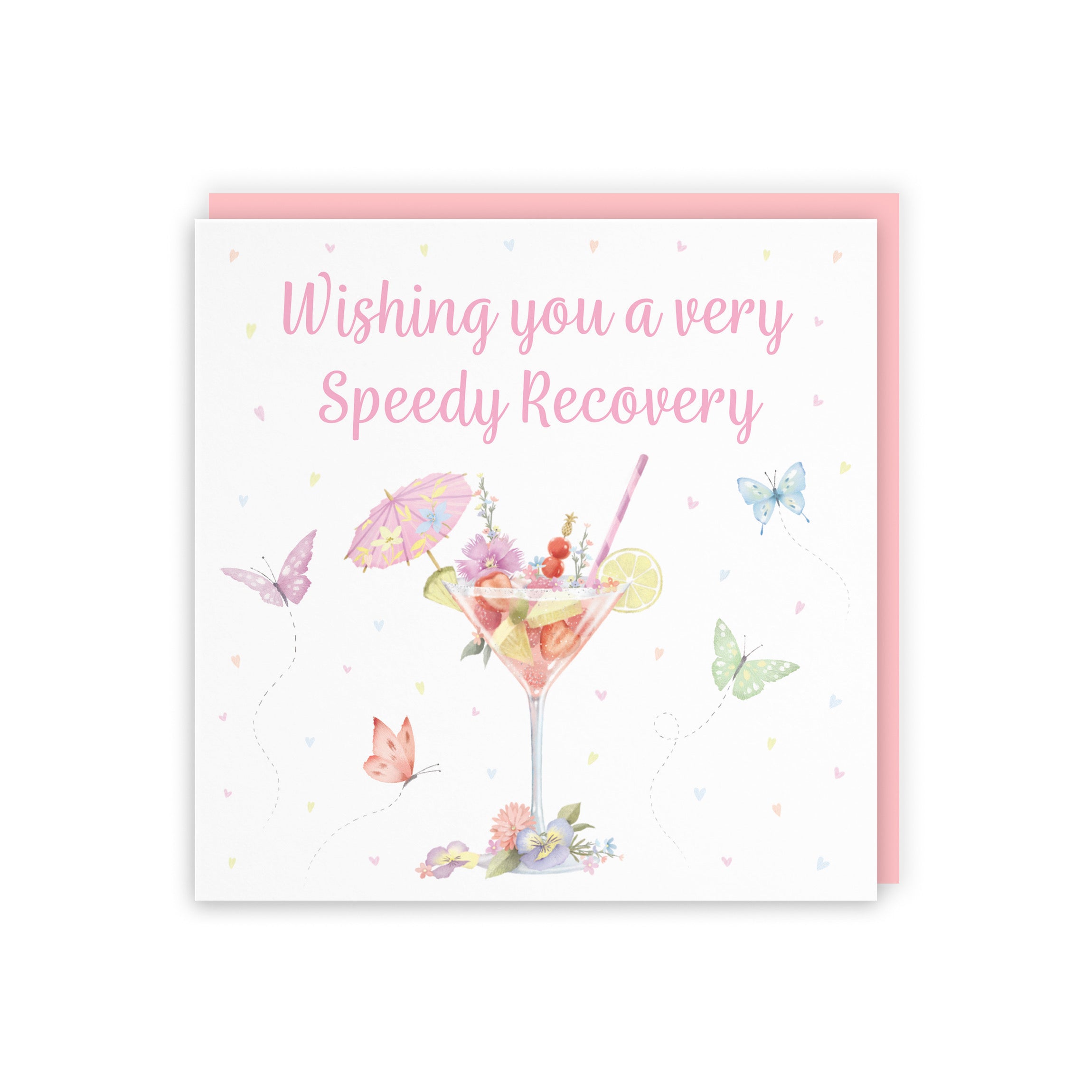 Pink Cocktail And Butterflies Wishing You A Speedy Recovery Card Milo's Gallery - Default Title (B0CX22R3ZK)