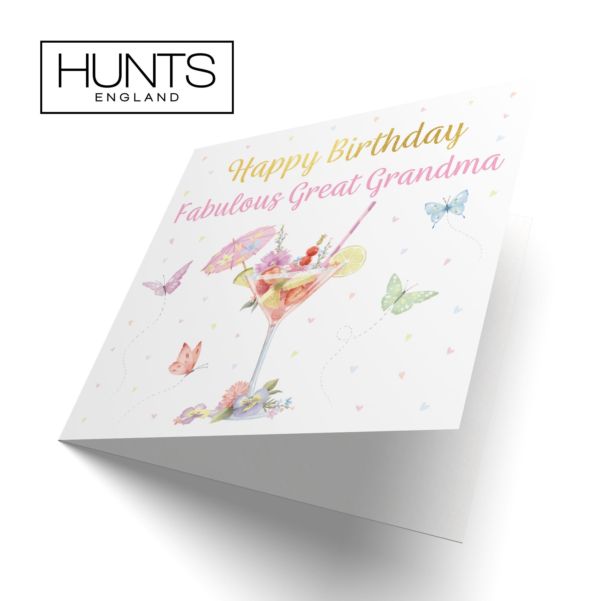 Great Grandma Pink Cocktail And Butterflies Birthday Card Gold Foil Milo's Gallery - Default Title (B0CX2372T1)