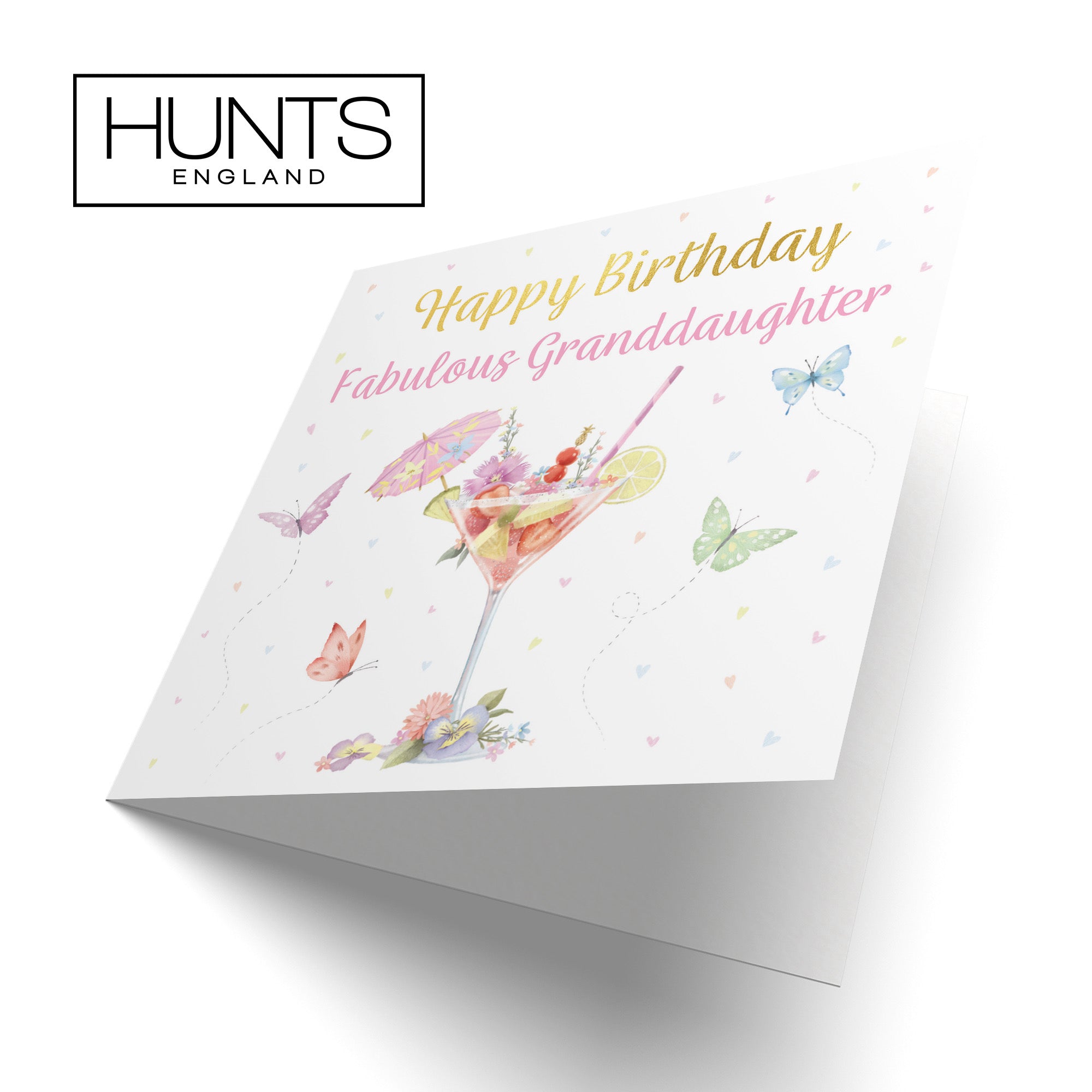 Granddaughter Pink Cocktail And Butterflies Birthday Card Gold Foil Milo's Gallery - Default Title (B0CX23CZ8F)