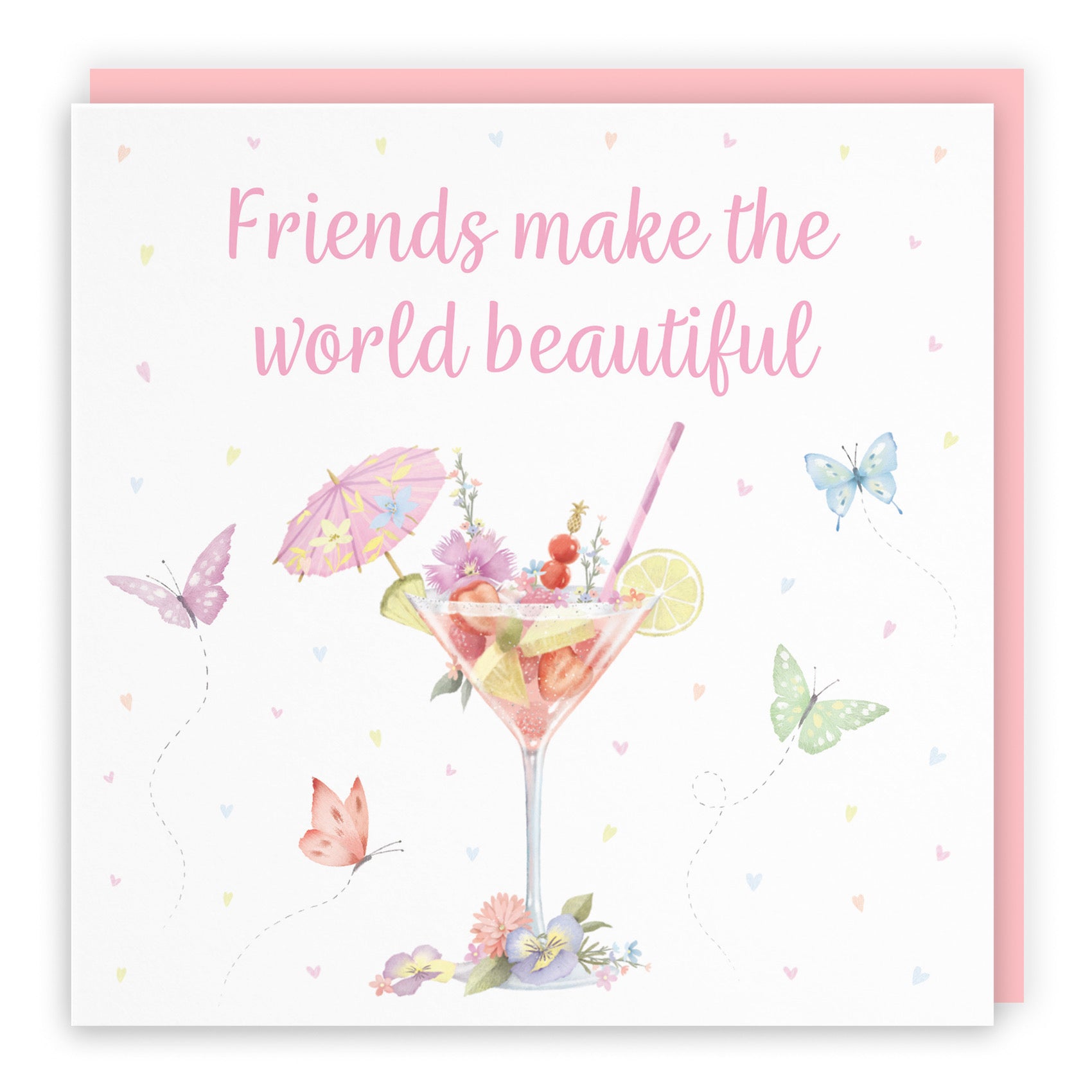 Pink Cocktail And Butterflies Friend Birthday Verse Card Milo's Gallery - Default Title (B0CX23D5QV)