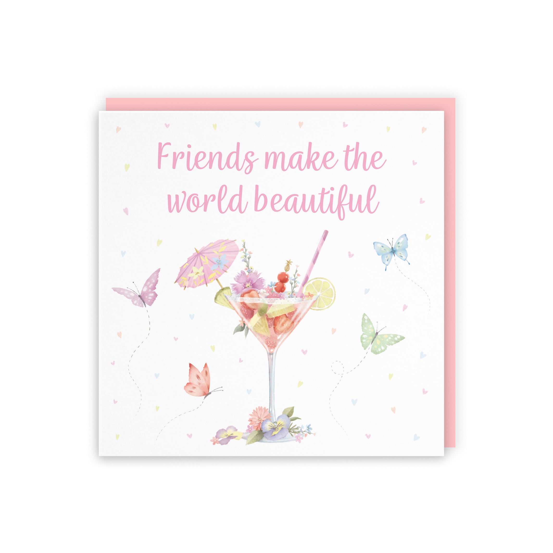 Pink Cocktail And Butterflies Friend Birthday Verse Card Milo's Gallery - Default Title (B0CX23D5QV)