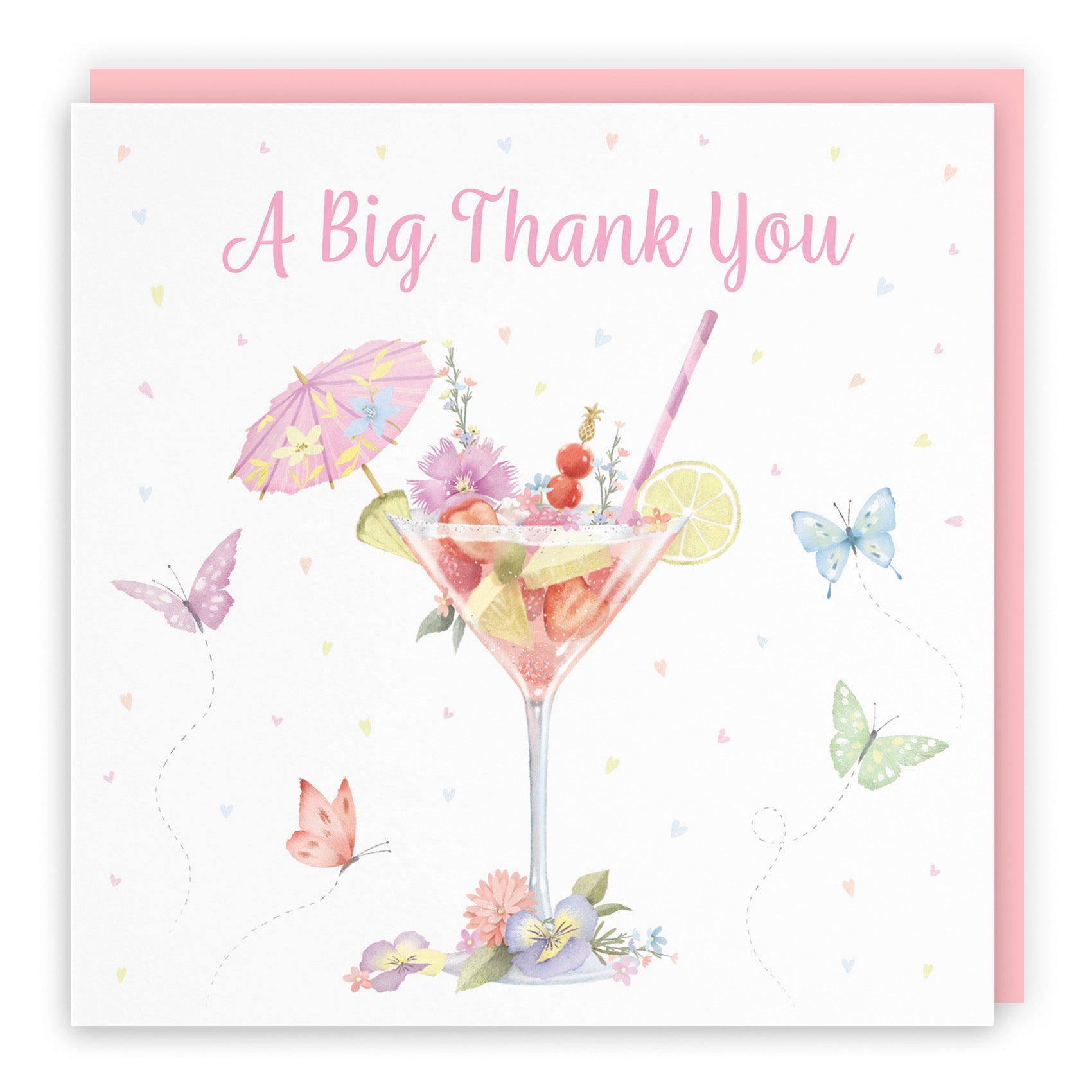 Pink Cocktail And Butterflies Thank You Card Milo's Gallery - Default Title (B0CX23MWGH)